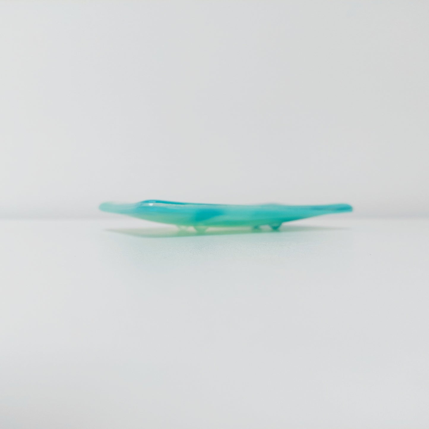 Rydal Water Glass Art Soap Dish, Handmade Opaline Green and Teal Fused Glass Dish, Natural Green Bathroom Décor