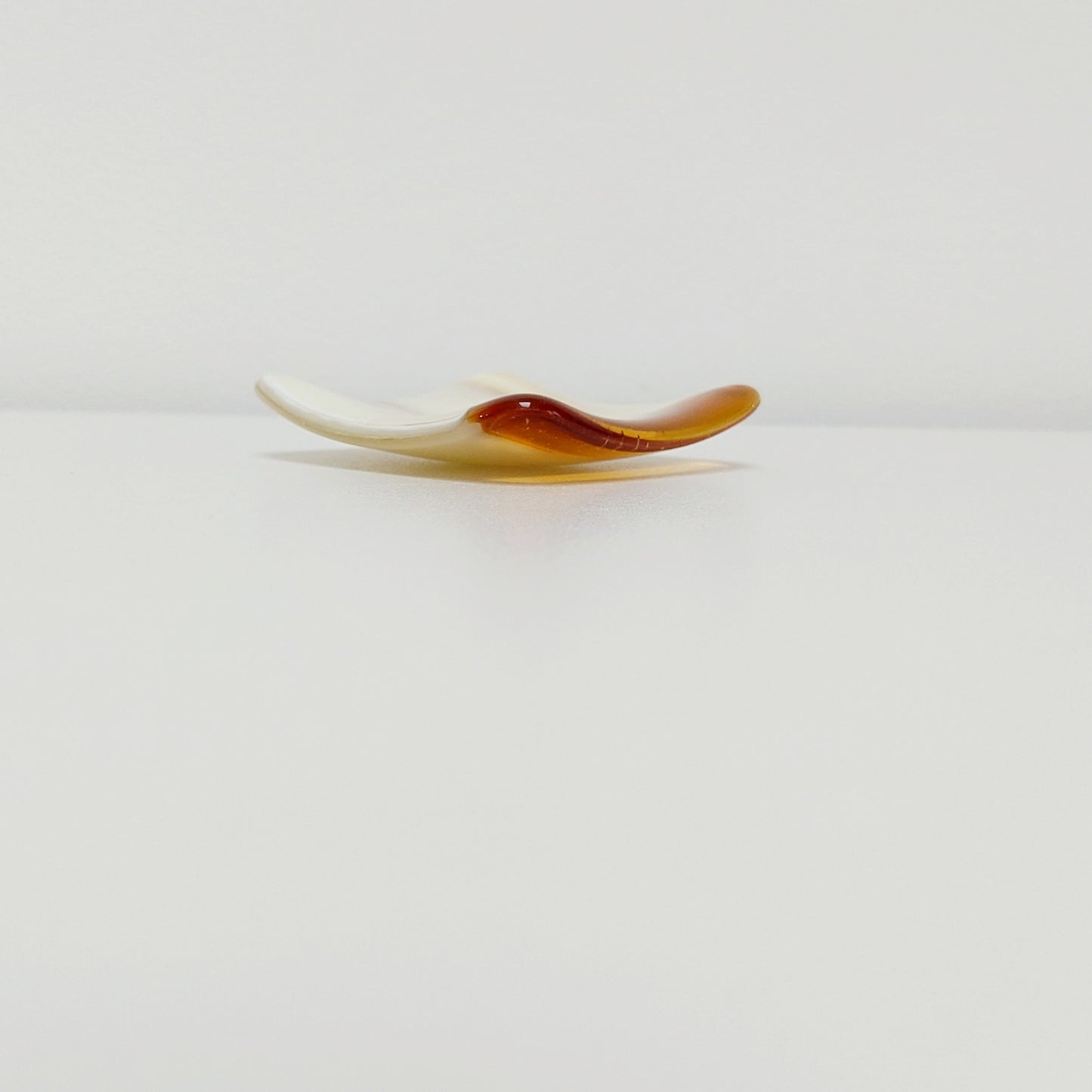 Amber and Cream Glass Ring Dish, Small Handmade Fused Glass Trinket Dish