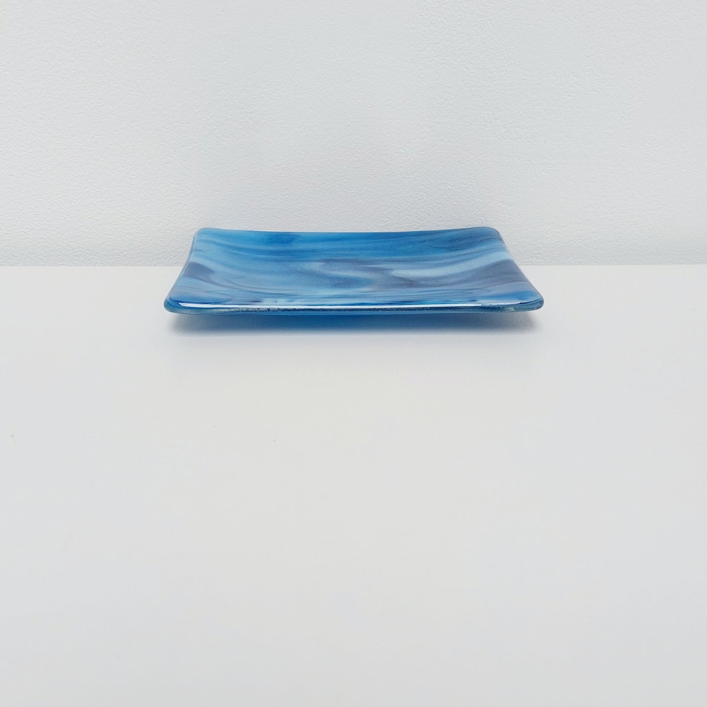 Tranquil Waters Glass Art Dish, Handmade Blue Trinket Dish or Soap Tray