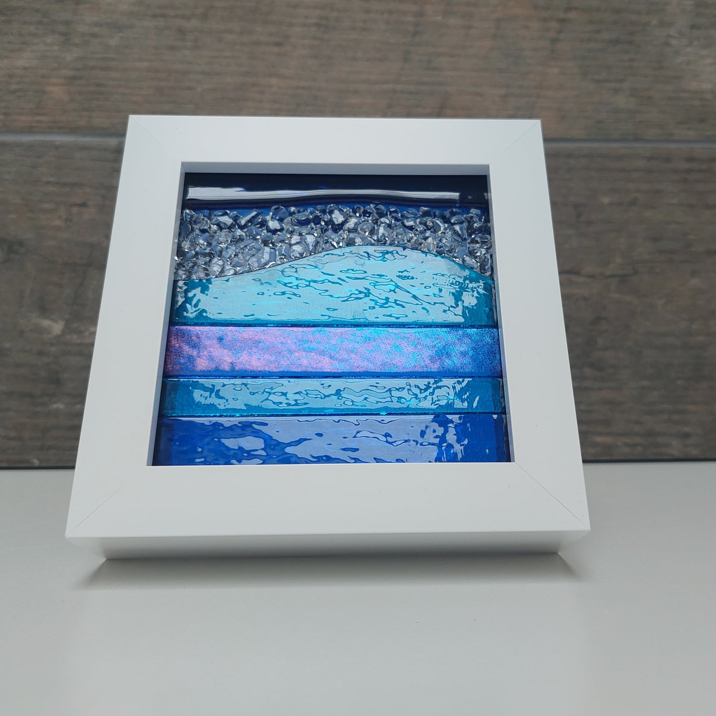 Lake District Framed Glass Landscape, Small Handmade Fused Glass Picture