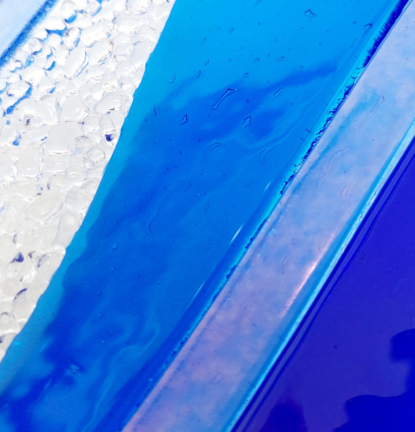 Handmade Blue Kiln Formed Glass Wave, Lake District Ornament
