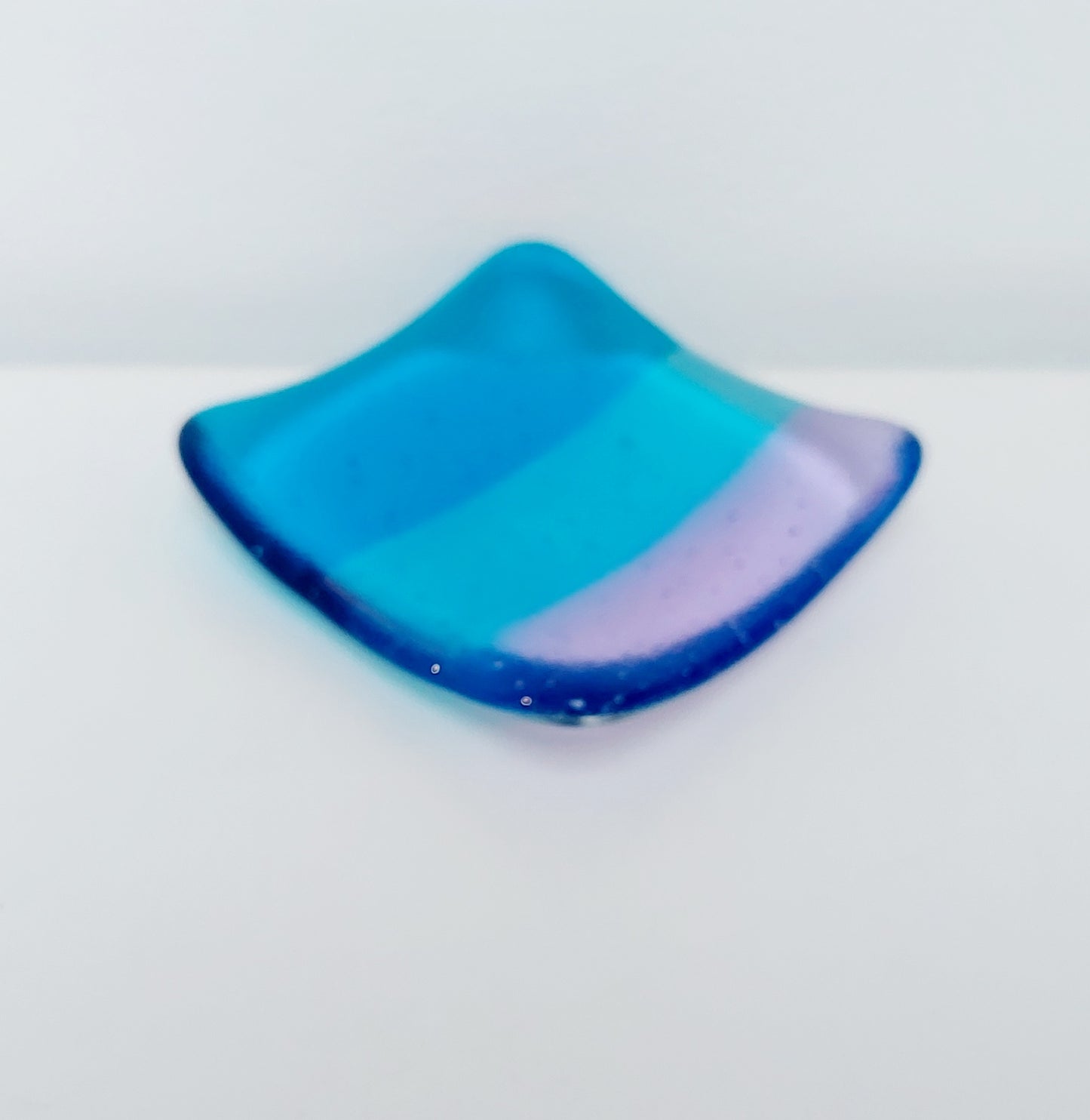 Turquoise & Lilac Glass Ring Dish, Small Bedside Table Trinket Dish