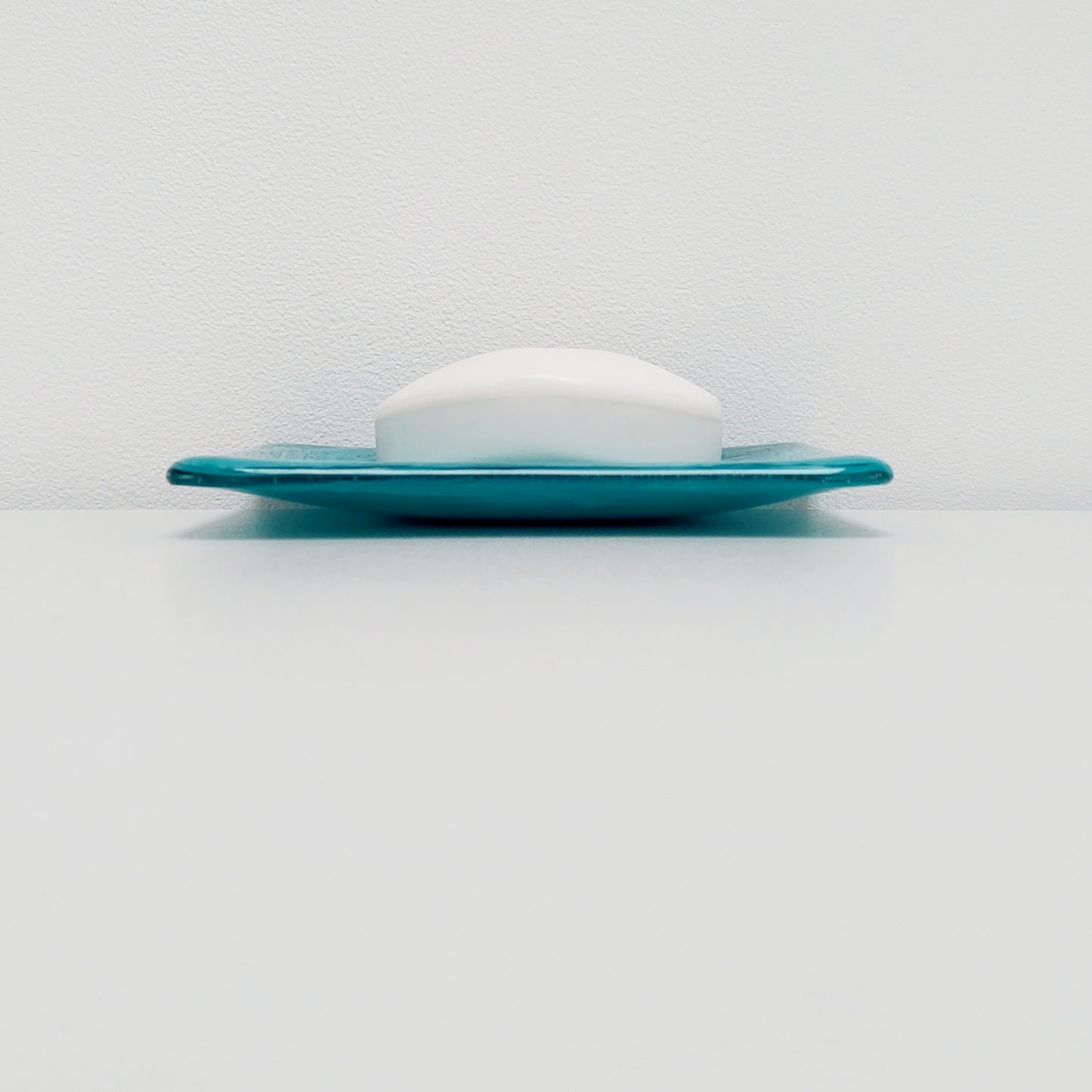 Teal Fused Glass Trinket Dish or Soap Tray: 10 x 14 cm