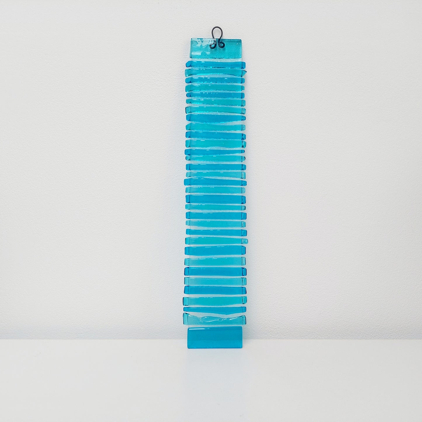 Aqua Turquoise Glass Wish Stick, Handmade Fused Glass Suncatcher