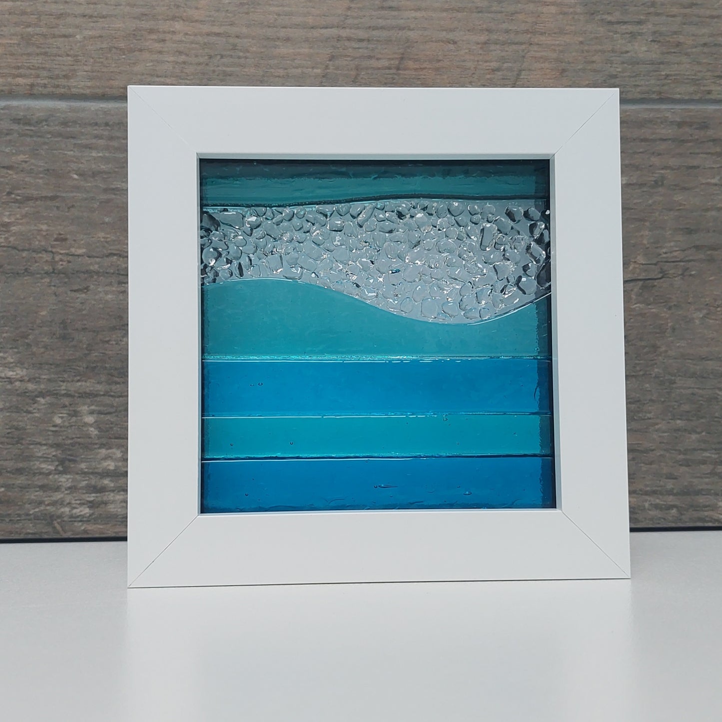 Derwent Water Glass Art Picture, Small Handmade Fused Glass Picture