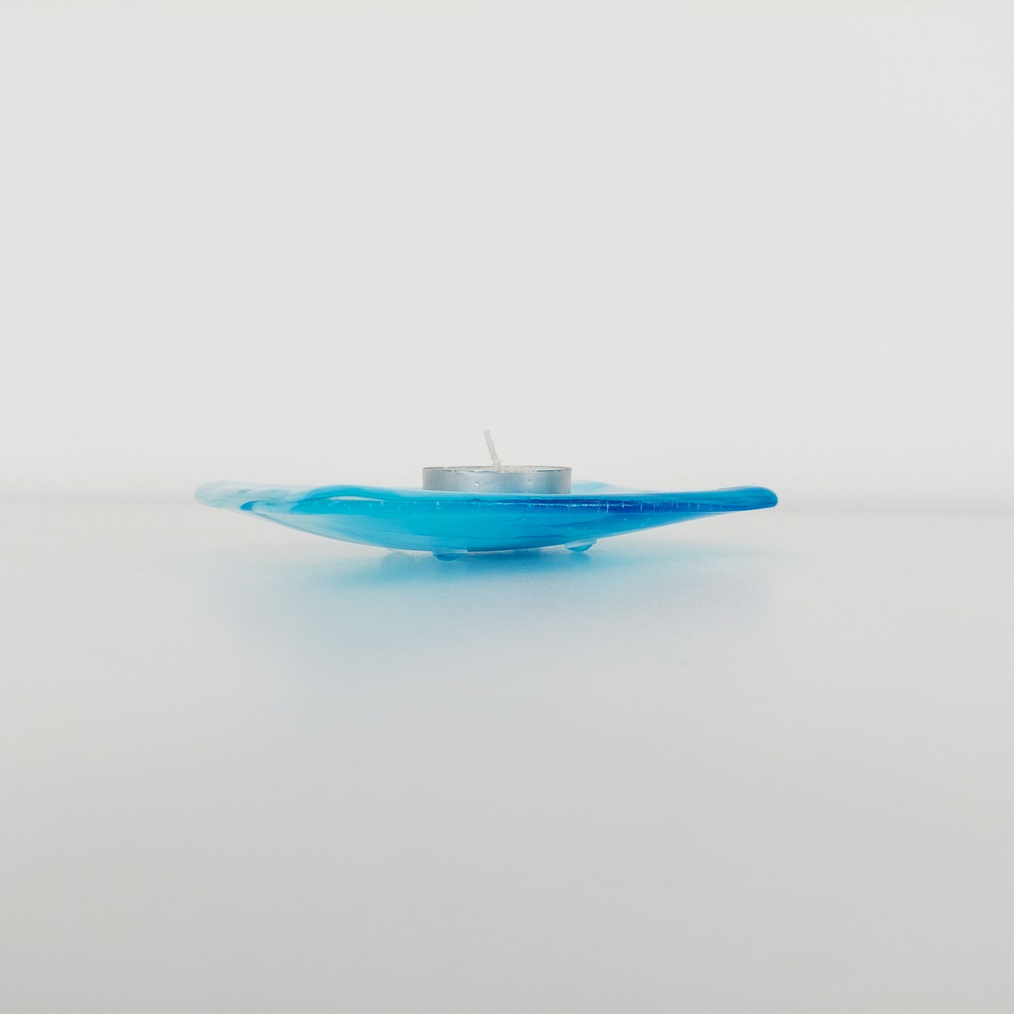 Winter in the Lakes Glass Art Soap Dish, Contemporary Handcrafted Turquoise and White Fused Glass Trinket Dish, Turquoise Bathroom Décor