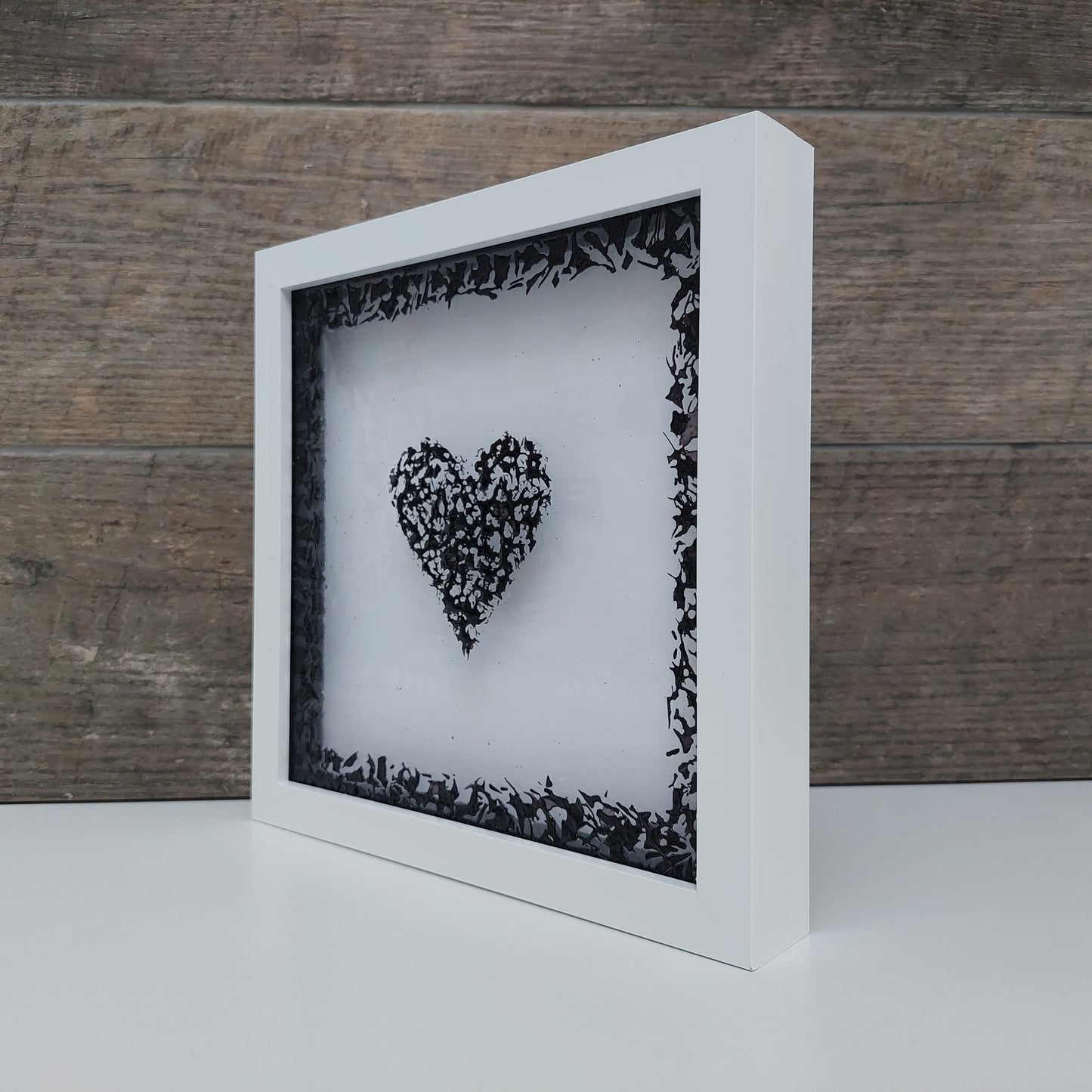 Black Glass Heart Framed Picture