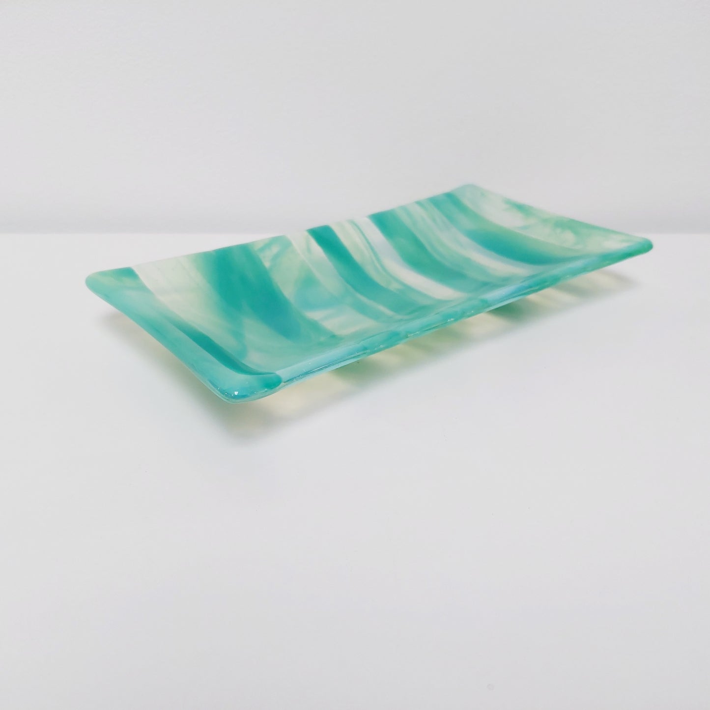 Rydal Water Glass Art Plate, Handcrafted Green Opaline Platter