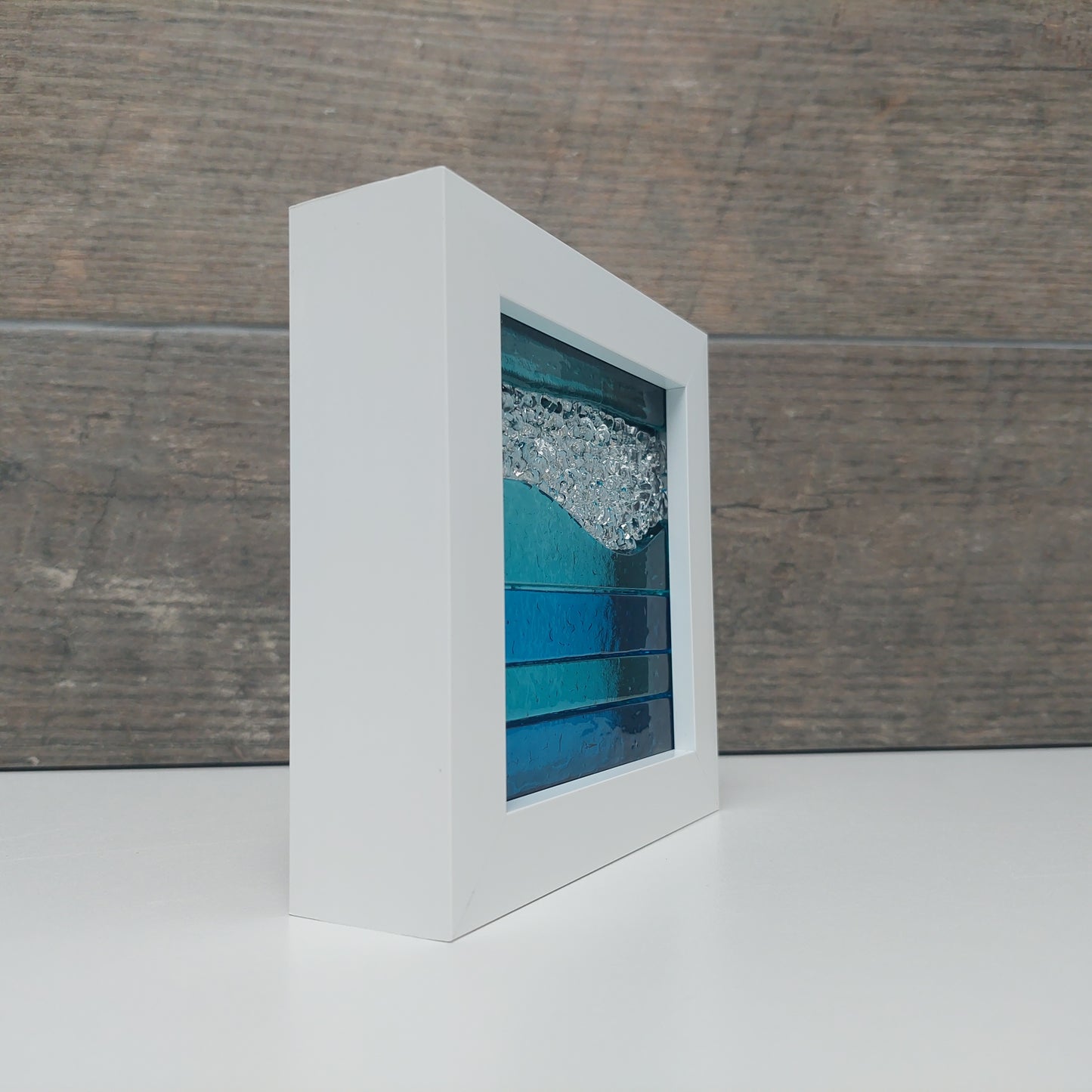 Derwent Water Glass Art Picture, Small Handmade Fused Glass Picture