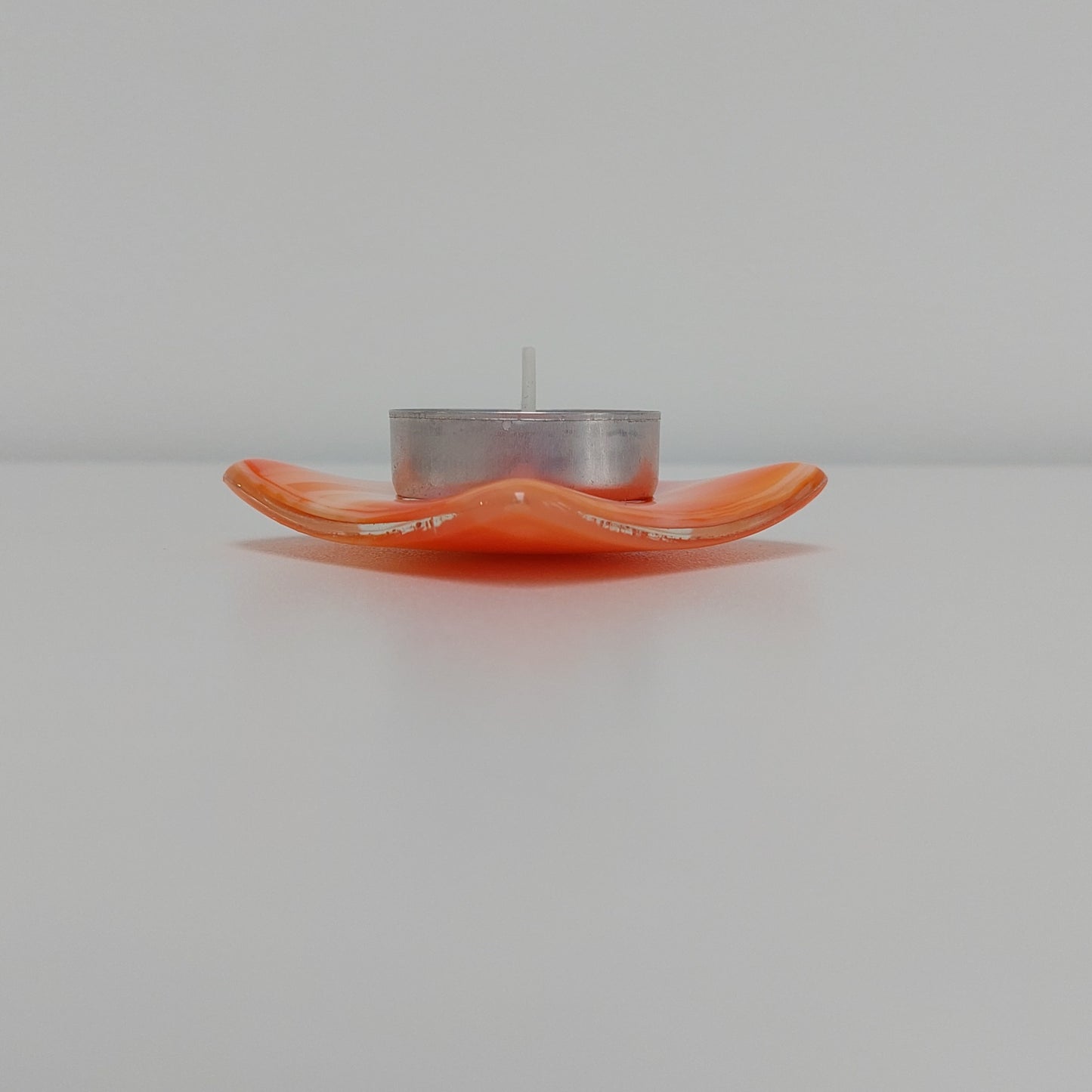 Orange Glass Art Earring Tray, Handmade Beside Table Trinket Bowl