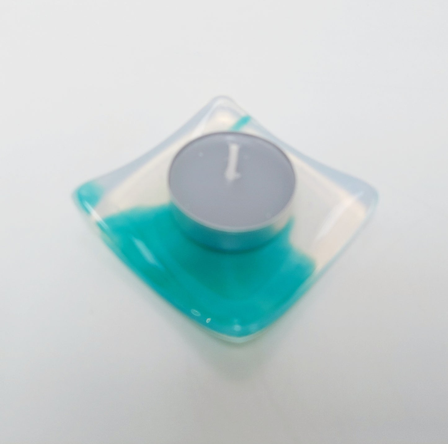 Rydal Water Glass Art Ring Bowl, Small Handmade Teal Opaline Trinket Dish