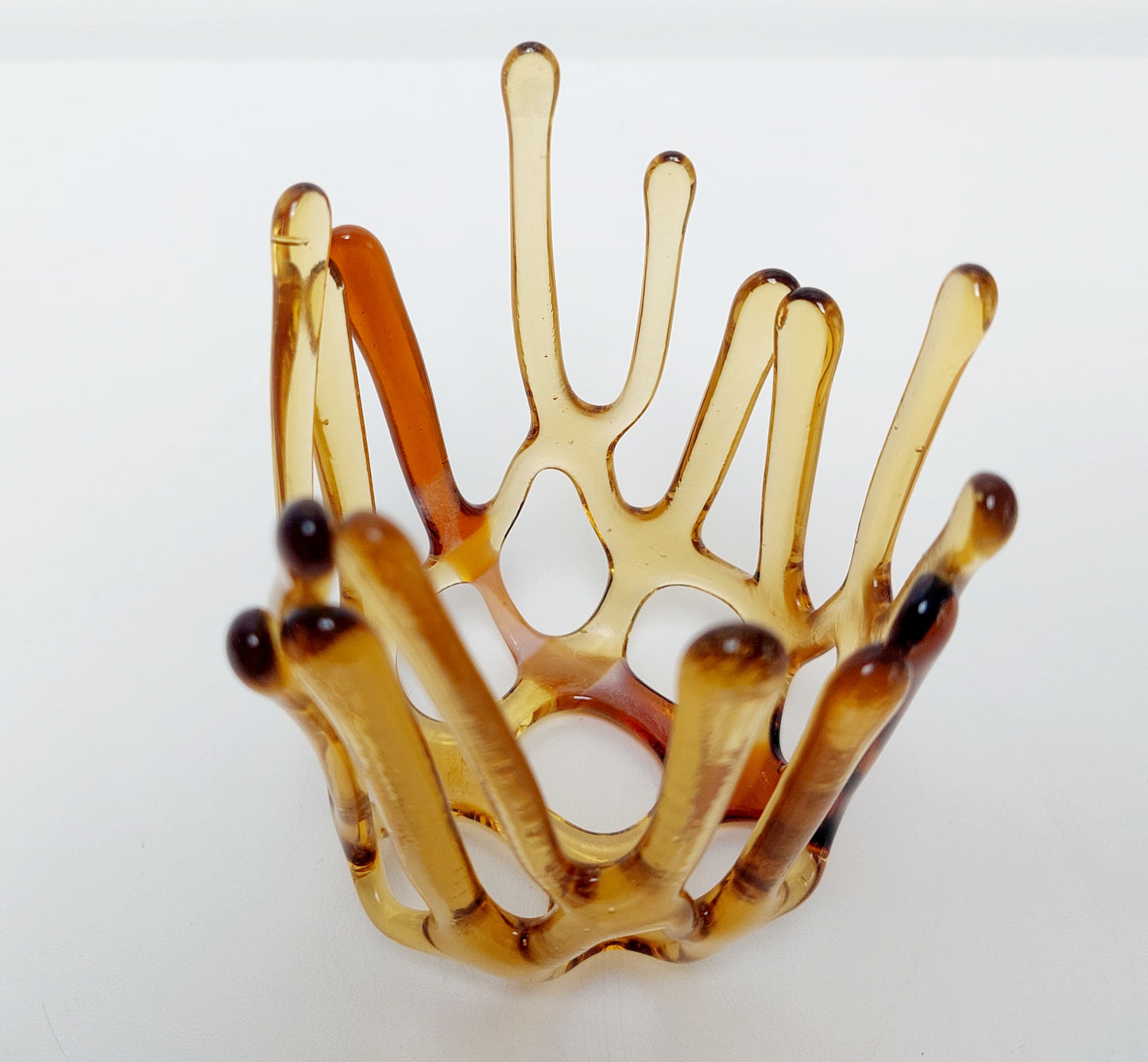 Amber Glass Candle Holder, Art Sculpture, Amber Décor