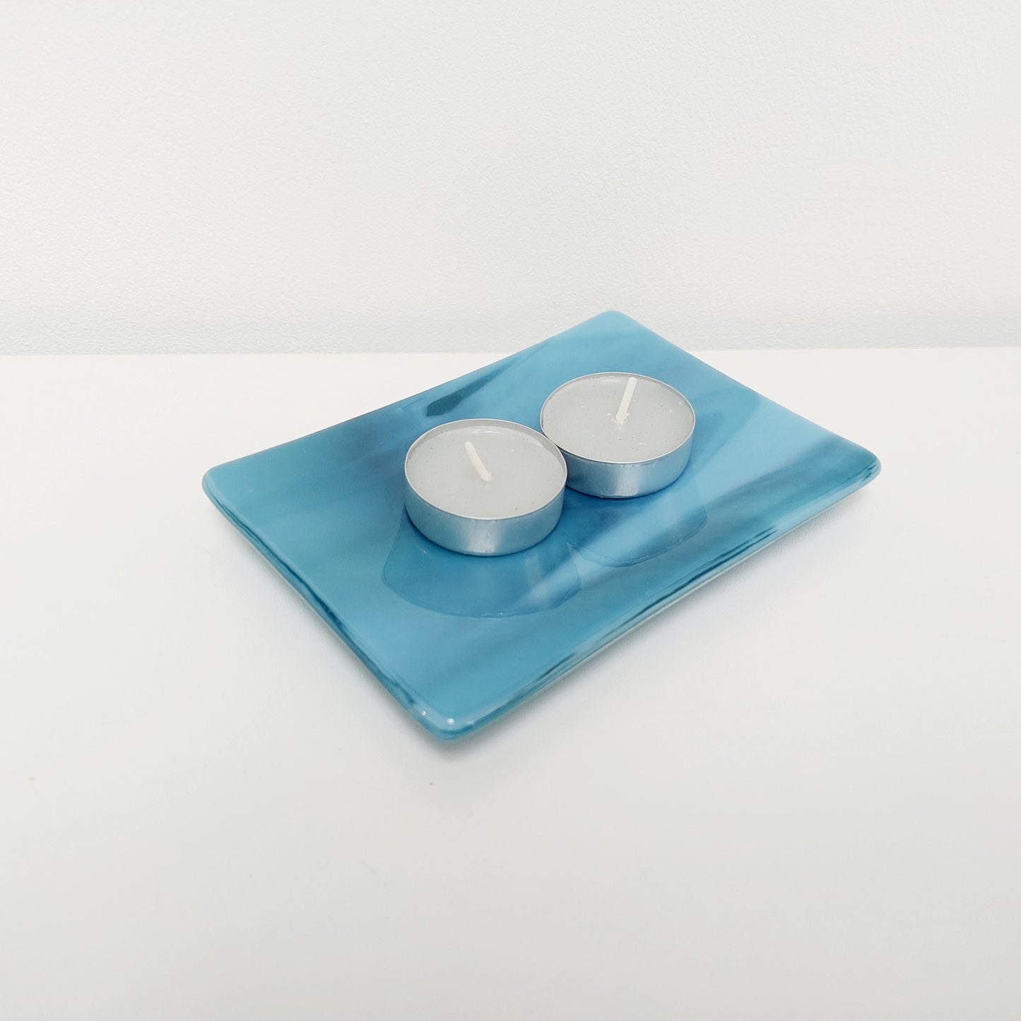 Derwent Water Glass Art Dish, Handmade Marine Blue Trinket Dish