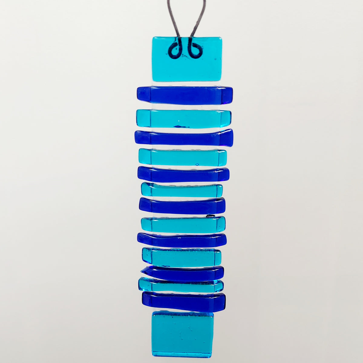 Abstract Turquoise and Cobalt Blue Glass Wish Stick, Handmade Suncatcher or Wall Hanging
