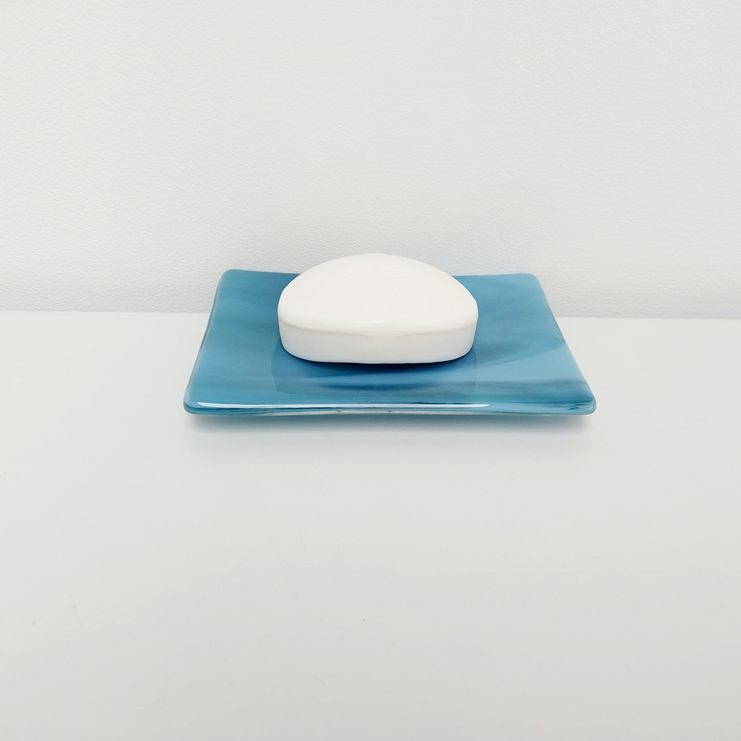 Derwent Water Glass Art Dish, Handmade Marine Blue Trinket Dish