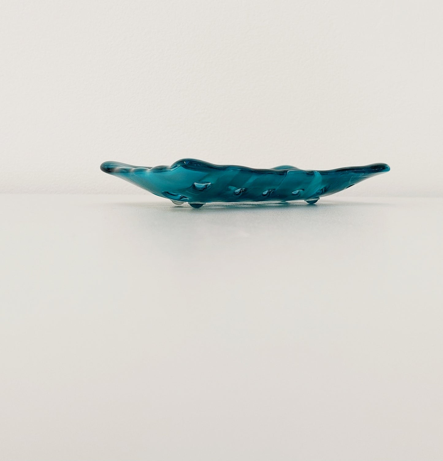 Rectangular Teal & Aqua Glass Soap Dish with Holes