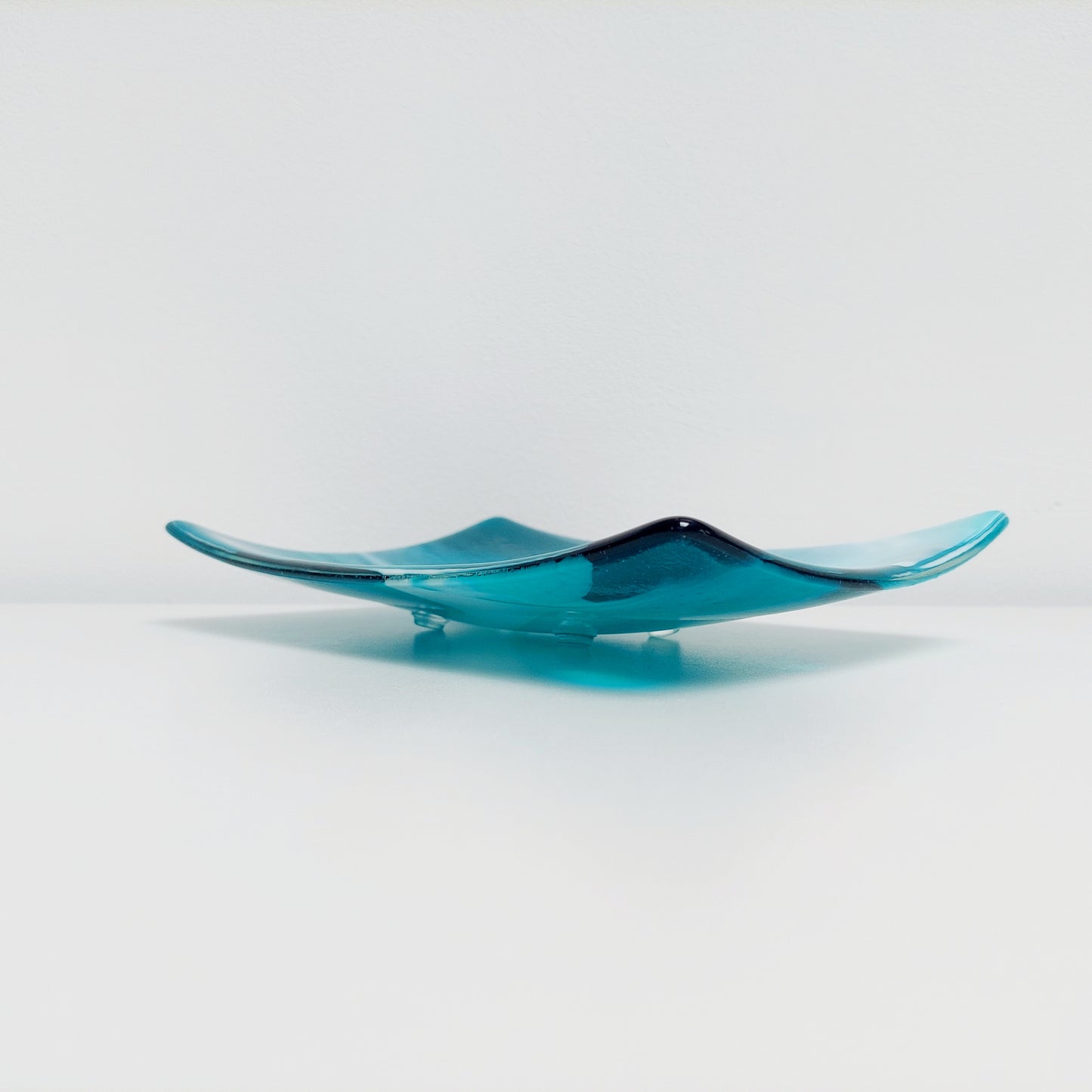 Teal Decorative Glass Art Plate, Handmade Fused Glass Coffee Table Centrepiece, Teal Living Room Décor, Artisan Glass Fruit Bowl, Teal Décor