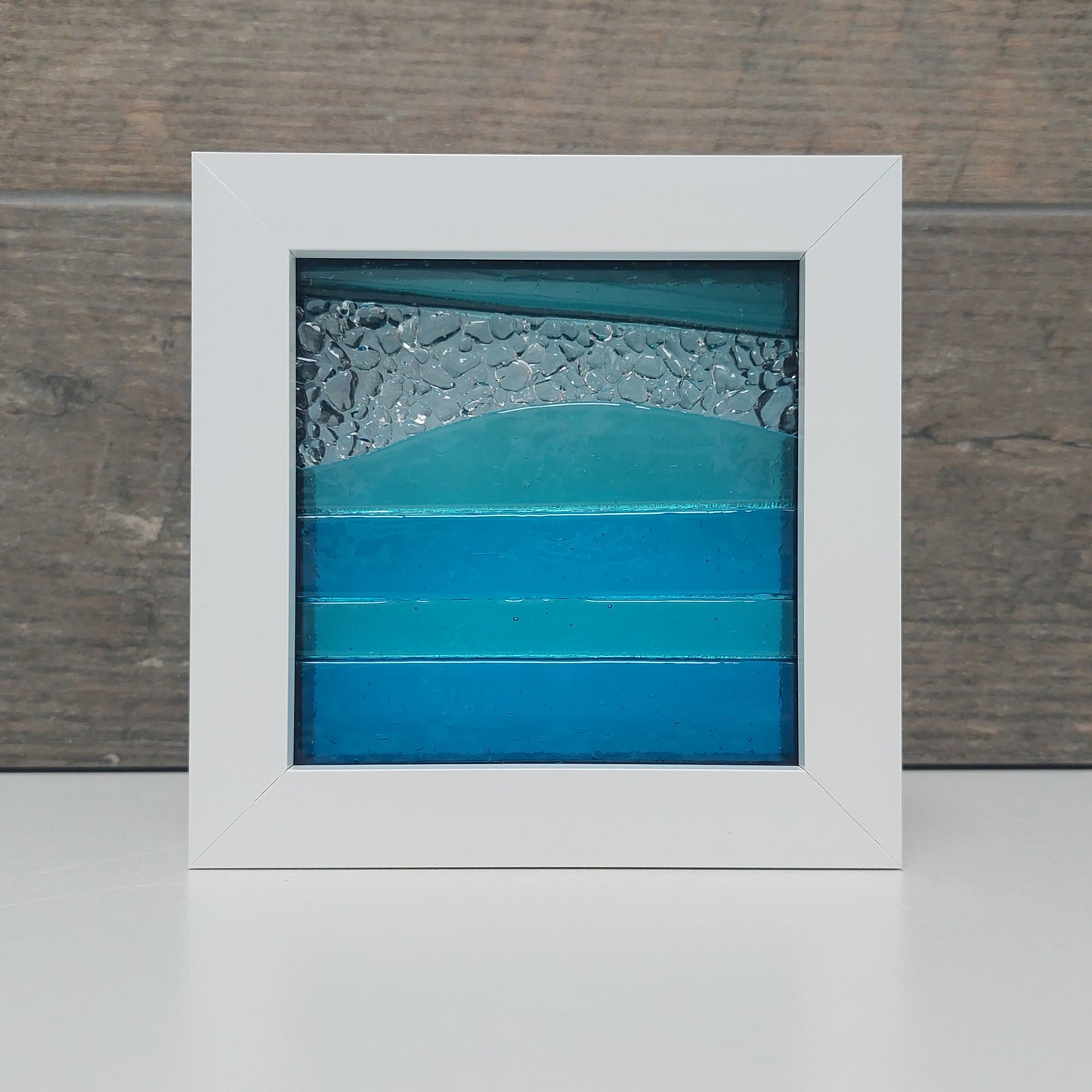 Derwent Water Glass Art Picture, Small Handmade Fused Glass Picture
