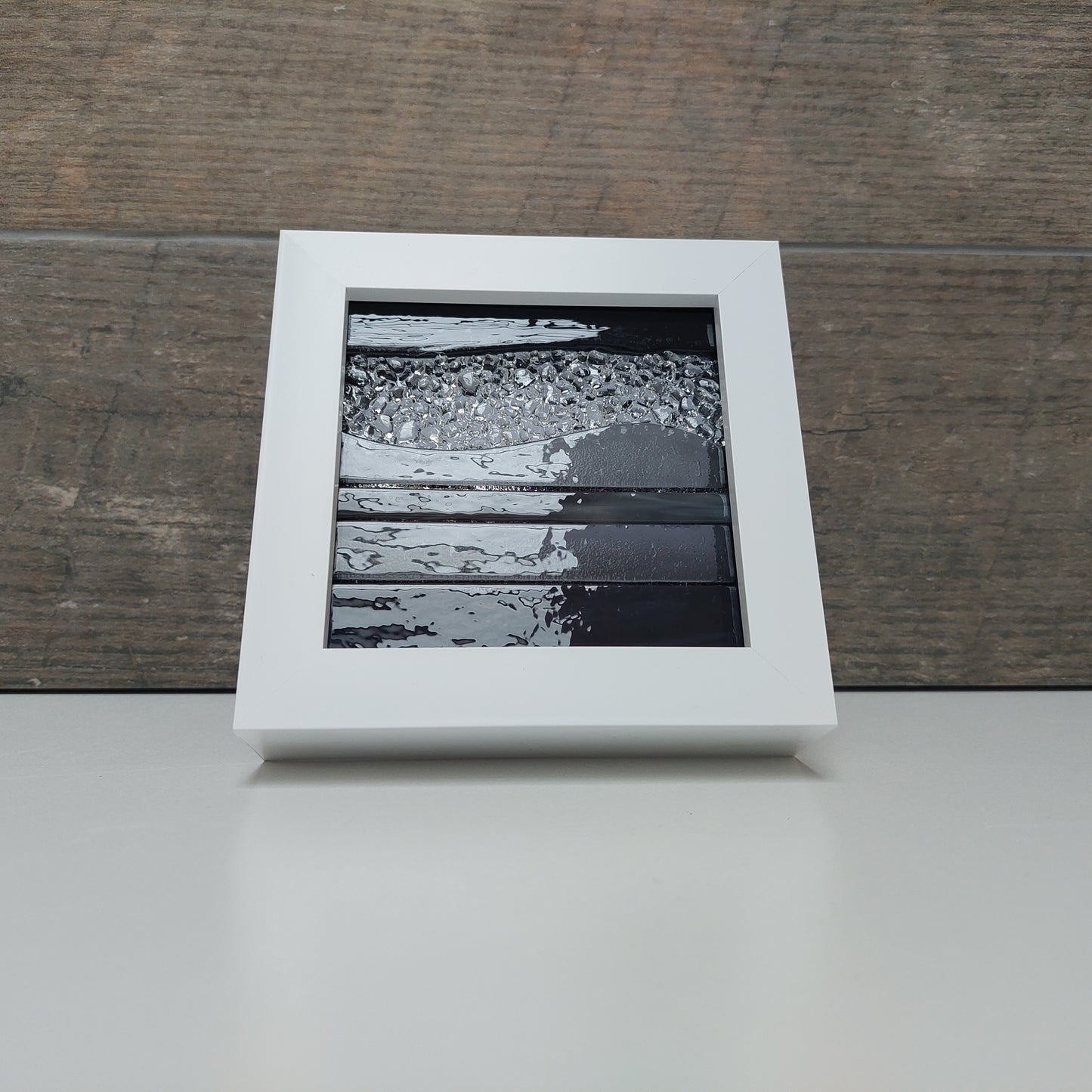 Grey Fused Glass Art Picture, Framed Lake District Landscape