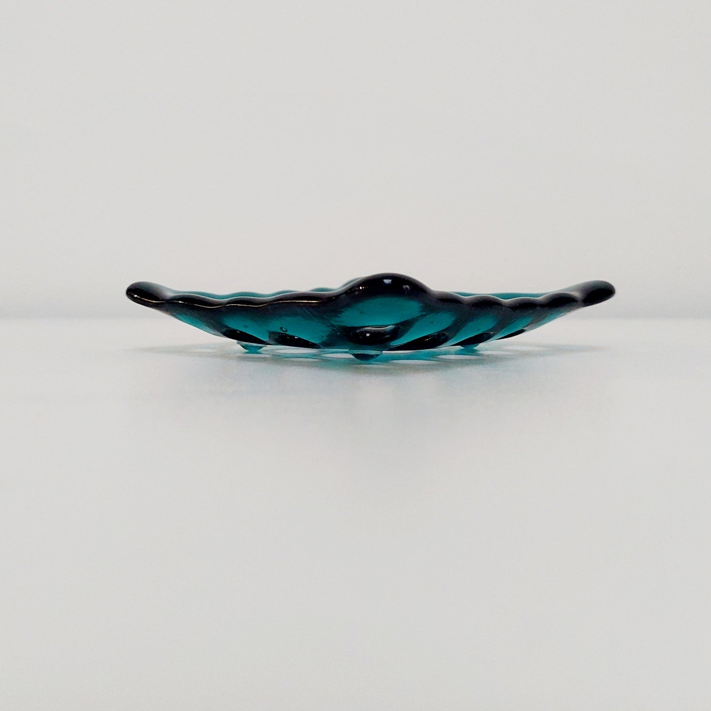 Teal Glass Soap Dish with Holes