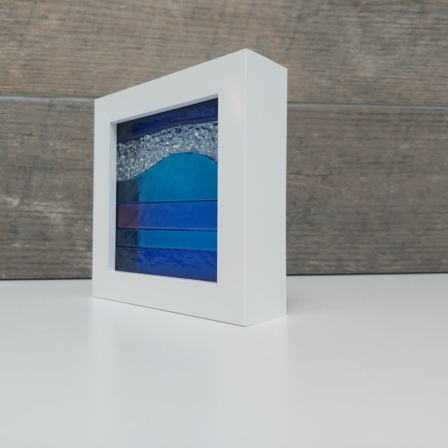 Lake District Framed Glass Landscape, Small Handmade Fused Glass Picture