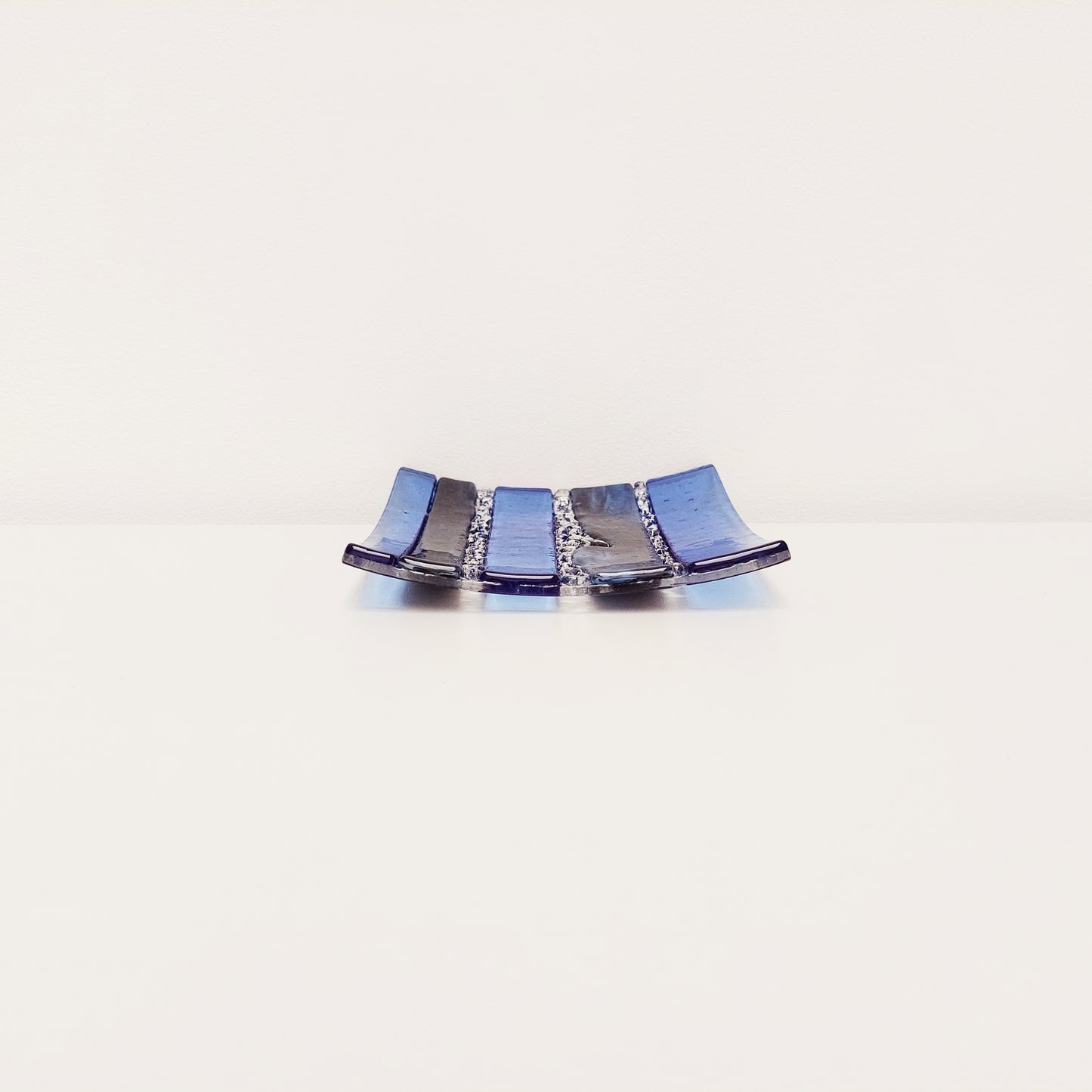 Ulllswater Textured Blue Glass Plate, Small Handmade Decorative Tray