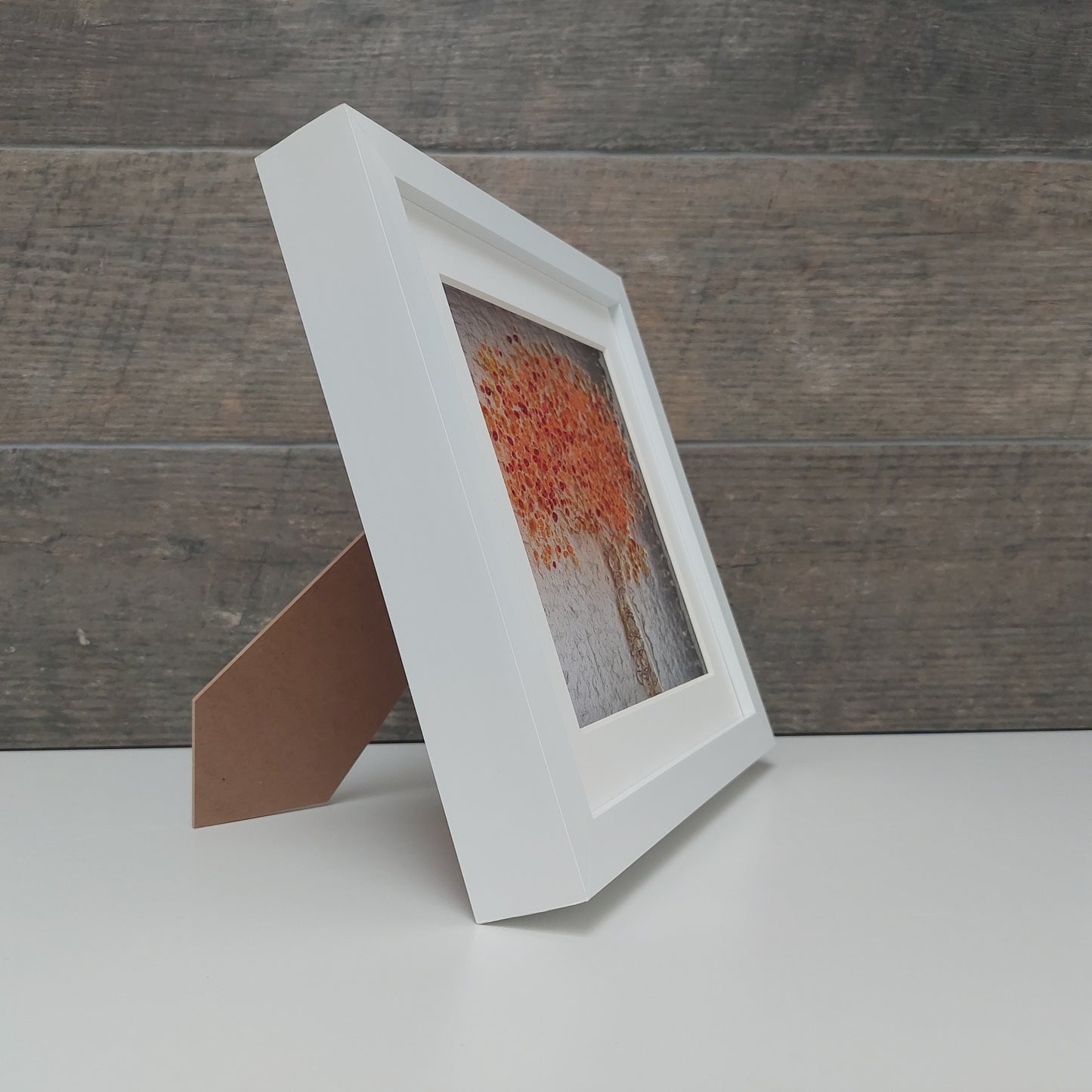 Framed Autumnal Glass Tree, Handmade Fused Glass Picture