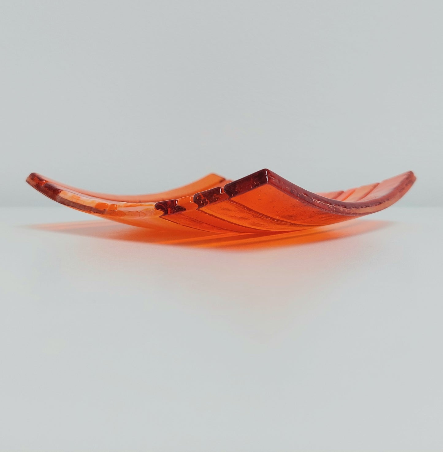 Decorative Orange Glass Art Plate, Handmade Vibrant Orange Fused Glass Plate, Artisanal Coffee Table Centrepiece, Orange Living Room Décor