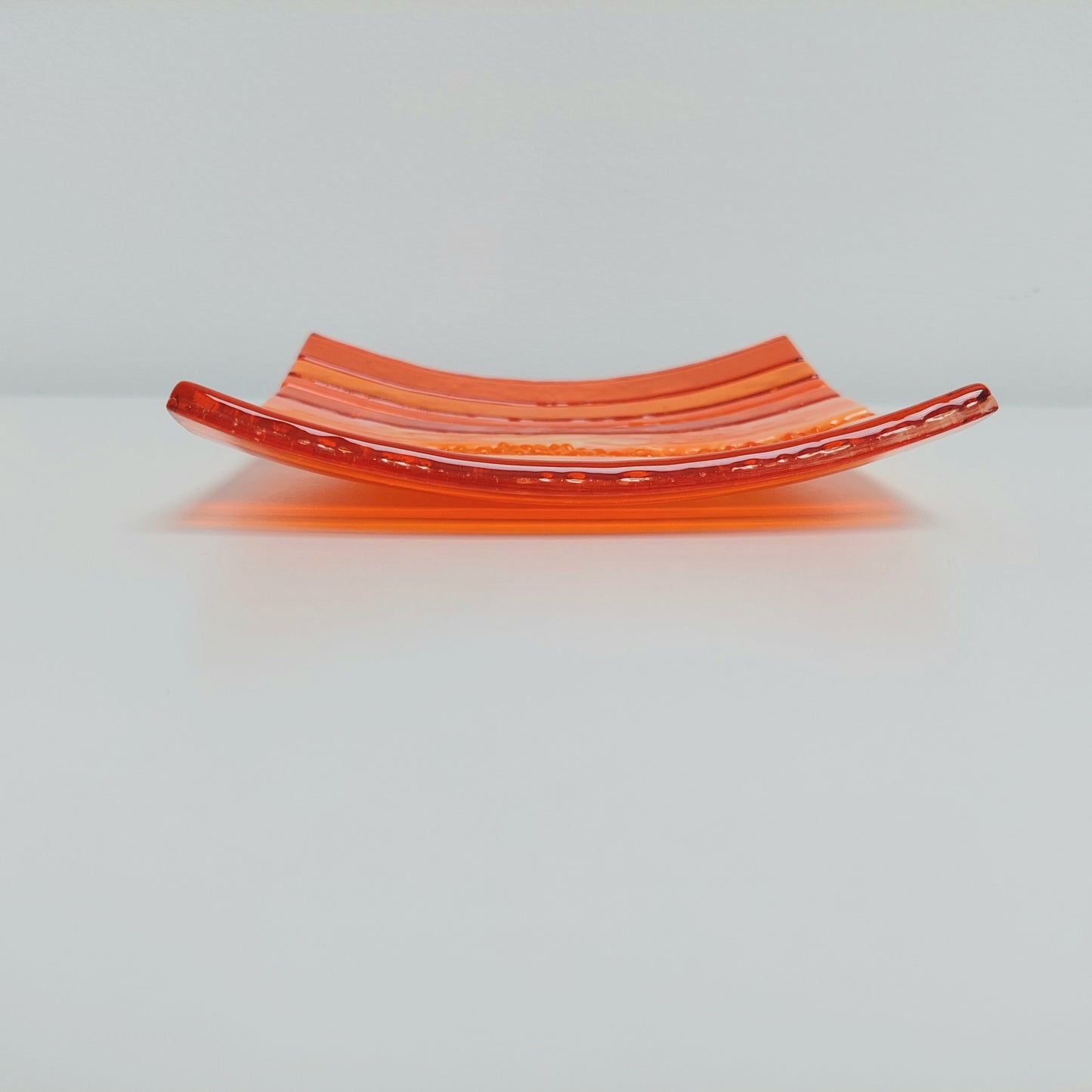 Decorative Orange Glass Art Plate, Handmade Vibrant Orange Fused Glass Plate, Artisanal Coffee Table Centrepiece, Orange Living Room Décor