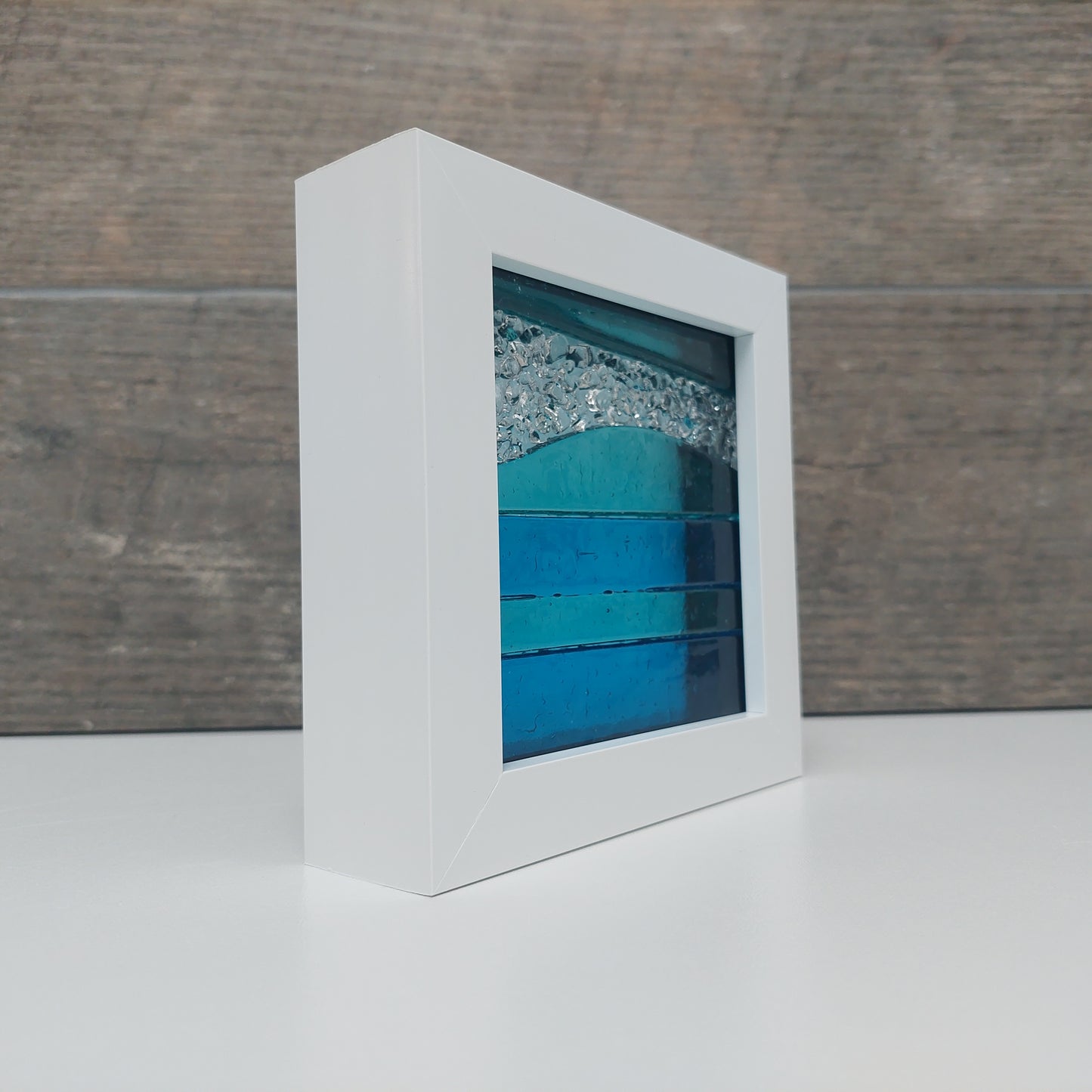 Derwent Water Glass Art Picture, Small Handmade Fused Glass Picture