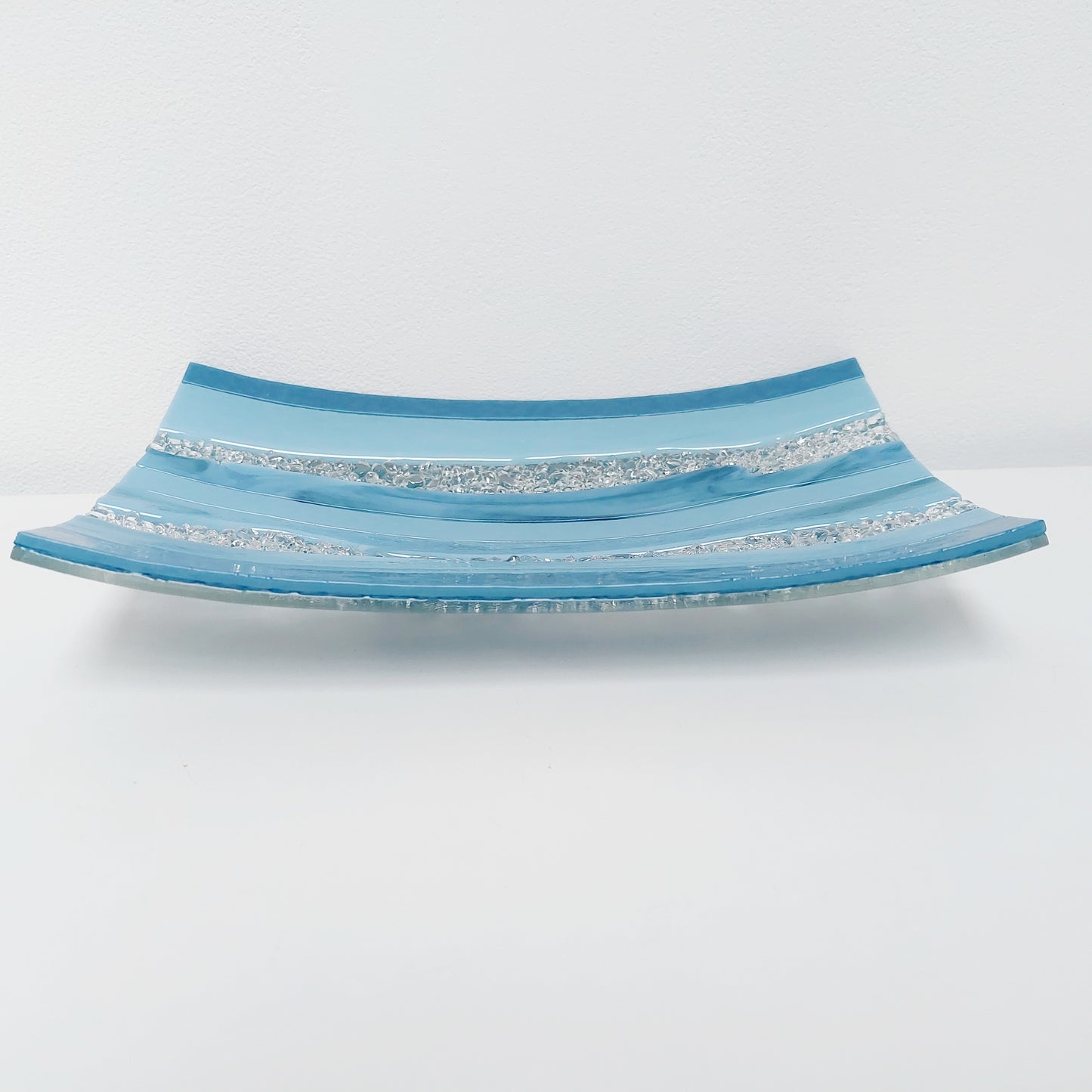 Marine Blue Glass Art Plate, Artisanal Coffee Table Centrepiece