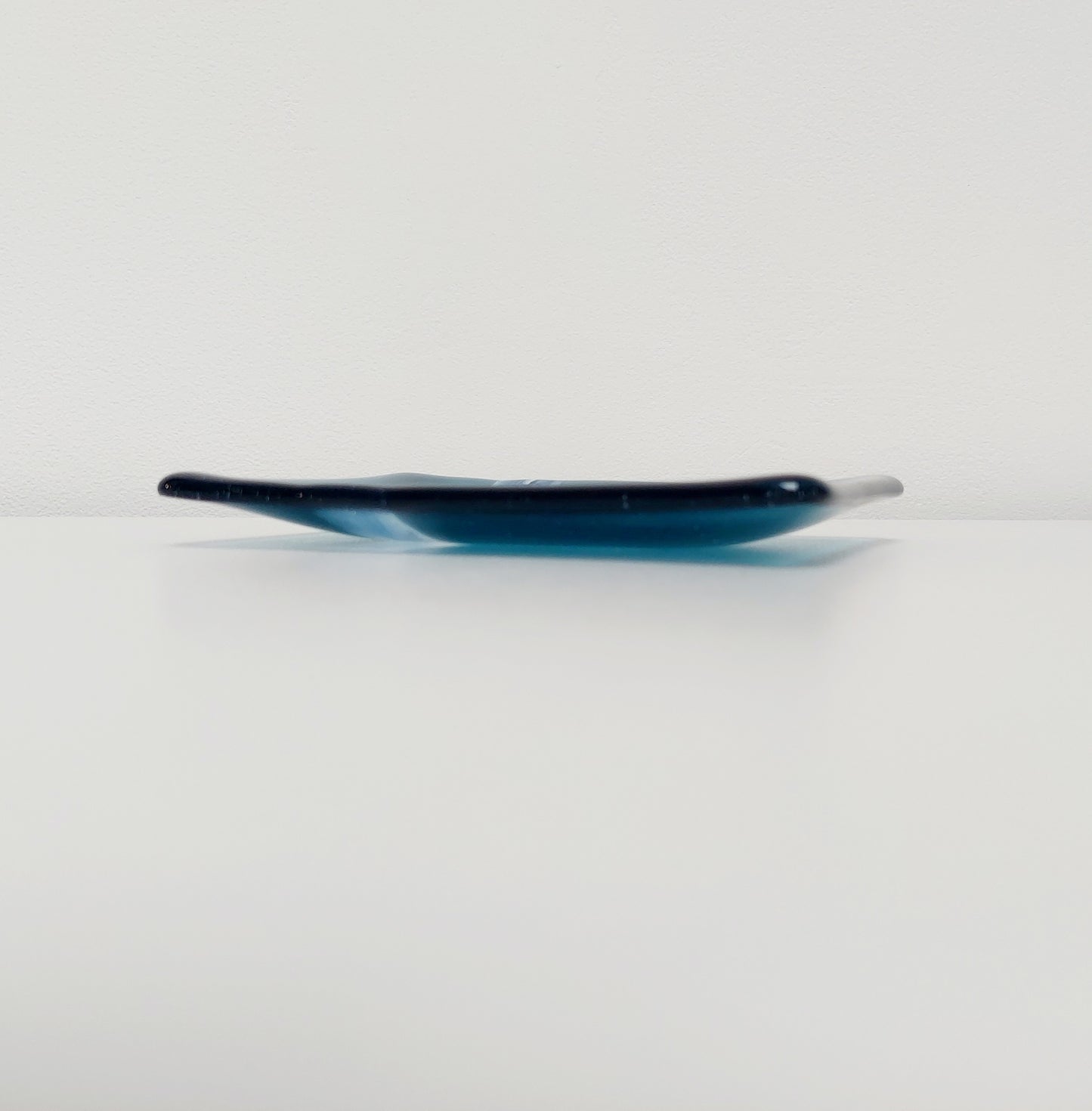 Ocean Glass Art Soap Tray, Handmade Aventurine and Sea Blue Fused Glass Dish