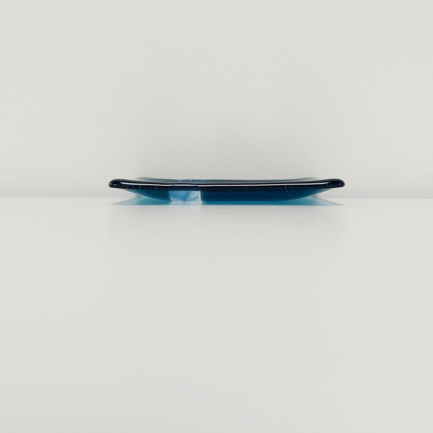 Ocean Glass Art Soap Tray, Handmade Aventurine and Sea Blue Fused Glass Dish