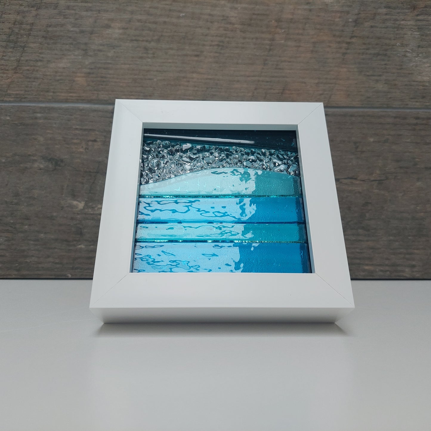 Derwent Water Glass Art Picture, Small Handmade Fused Glass Picture