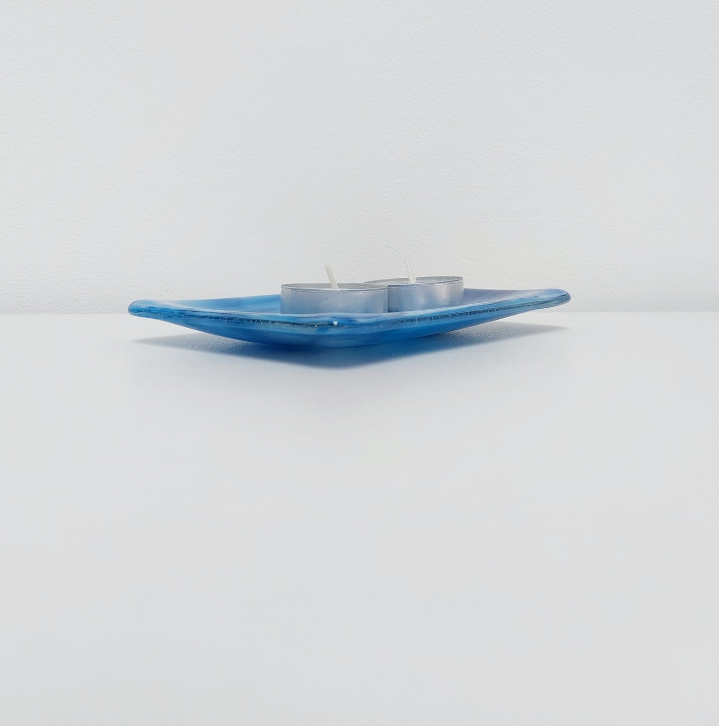 Tranquil Waters Glass Art Dish, Handmade Blue Trinket Dish or Soap Tray