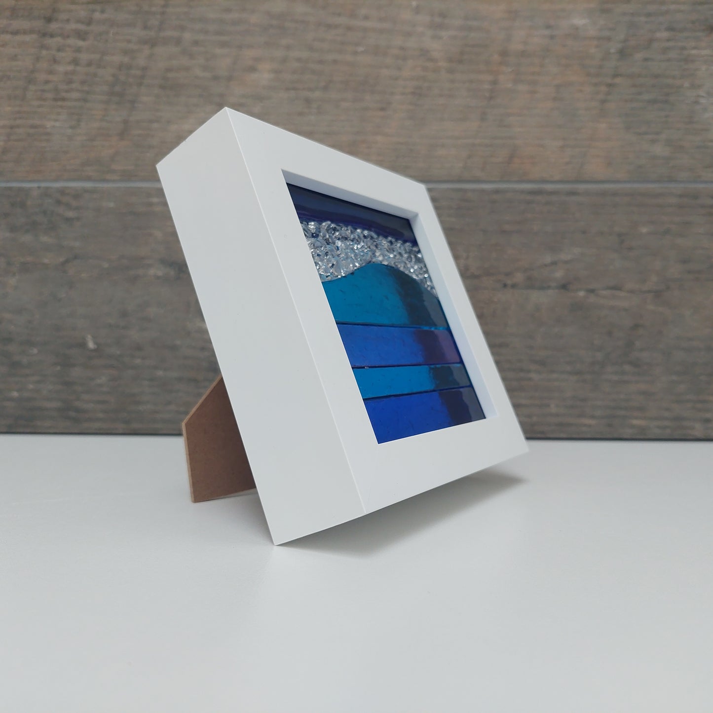 Lake District Framed Glass Landscape, Small Handmade Fused Glass Picture