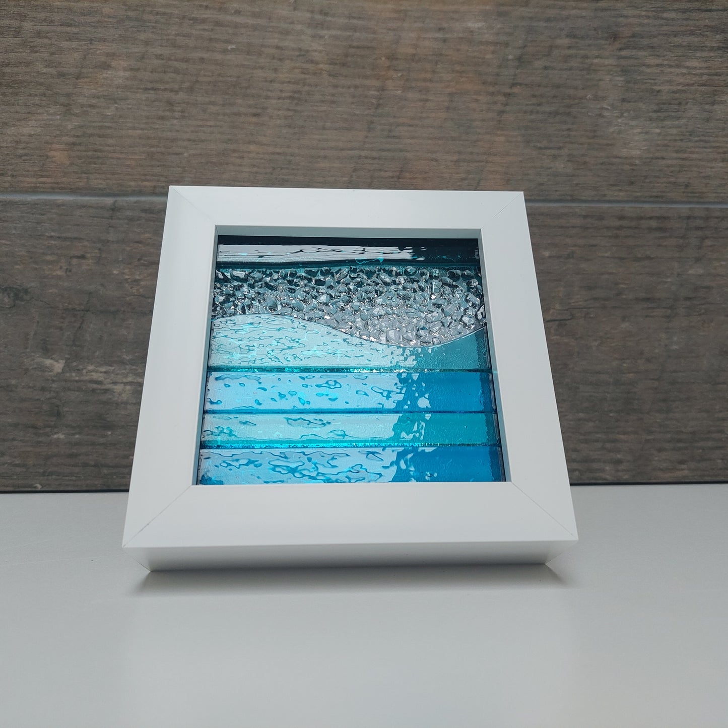 Derwent Water Glass Art Picture, Small Handmade Fused Glass Picture
