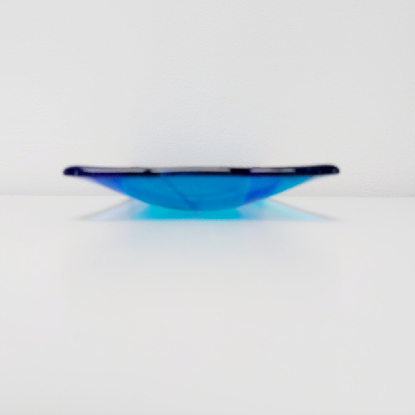 Turquoise Blue Glass Art Platter Kiln Formed in the Lake District