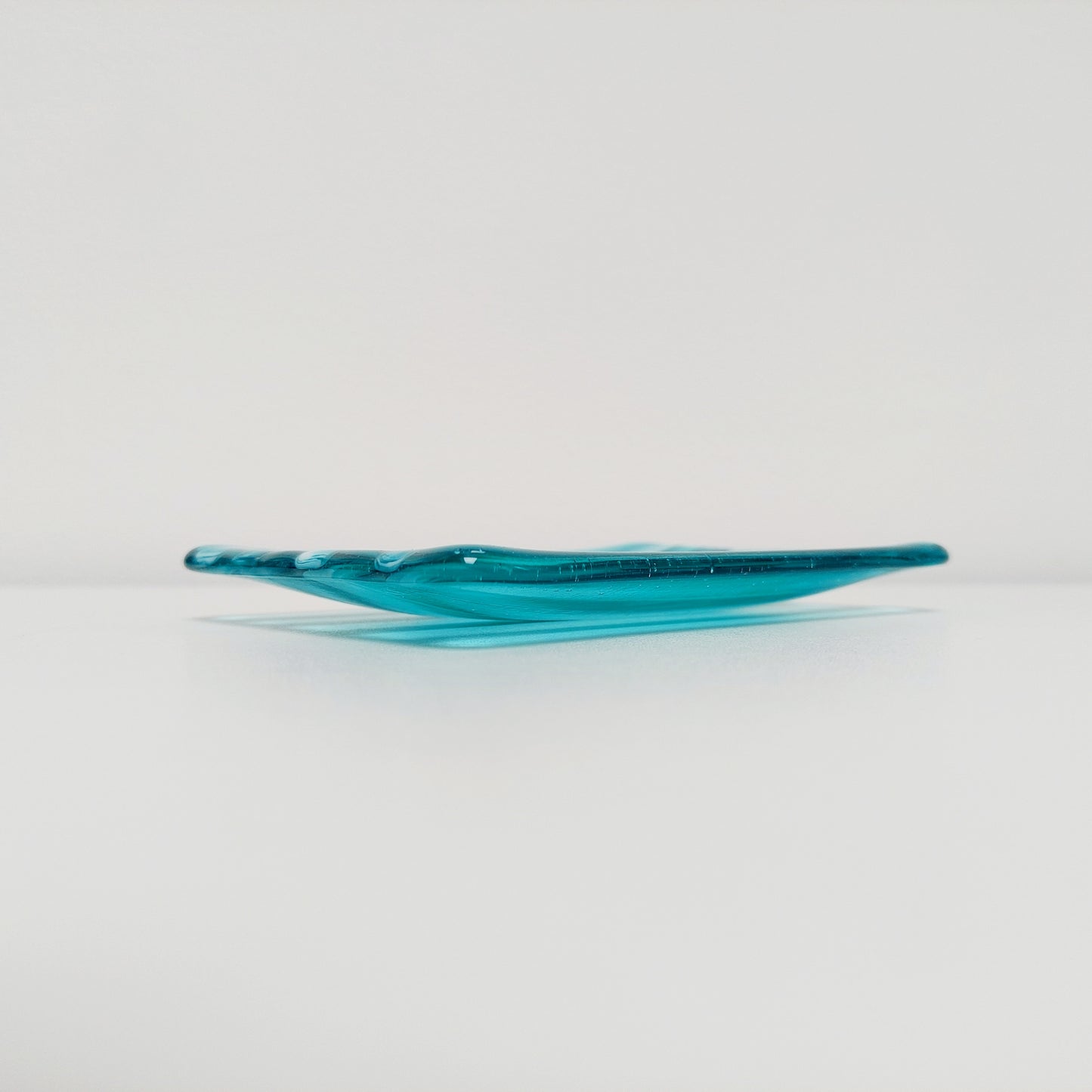 Aqua and Teal Glass Art Plate, Handcrafted Kiln Formed Trinket Dish