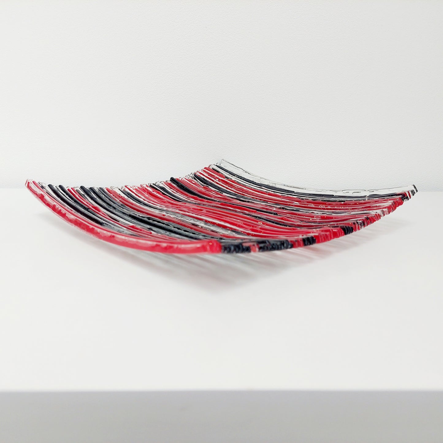 Red and Black Textured Glass Plate