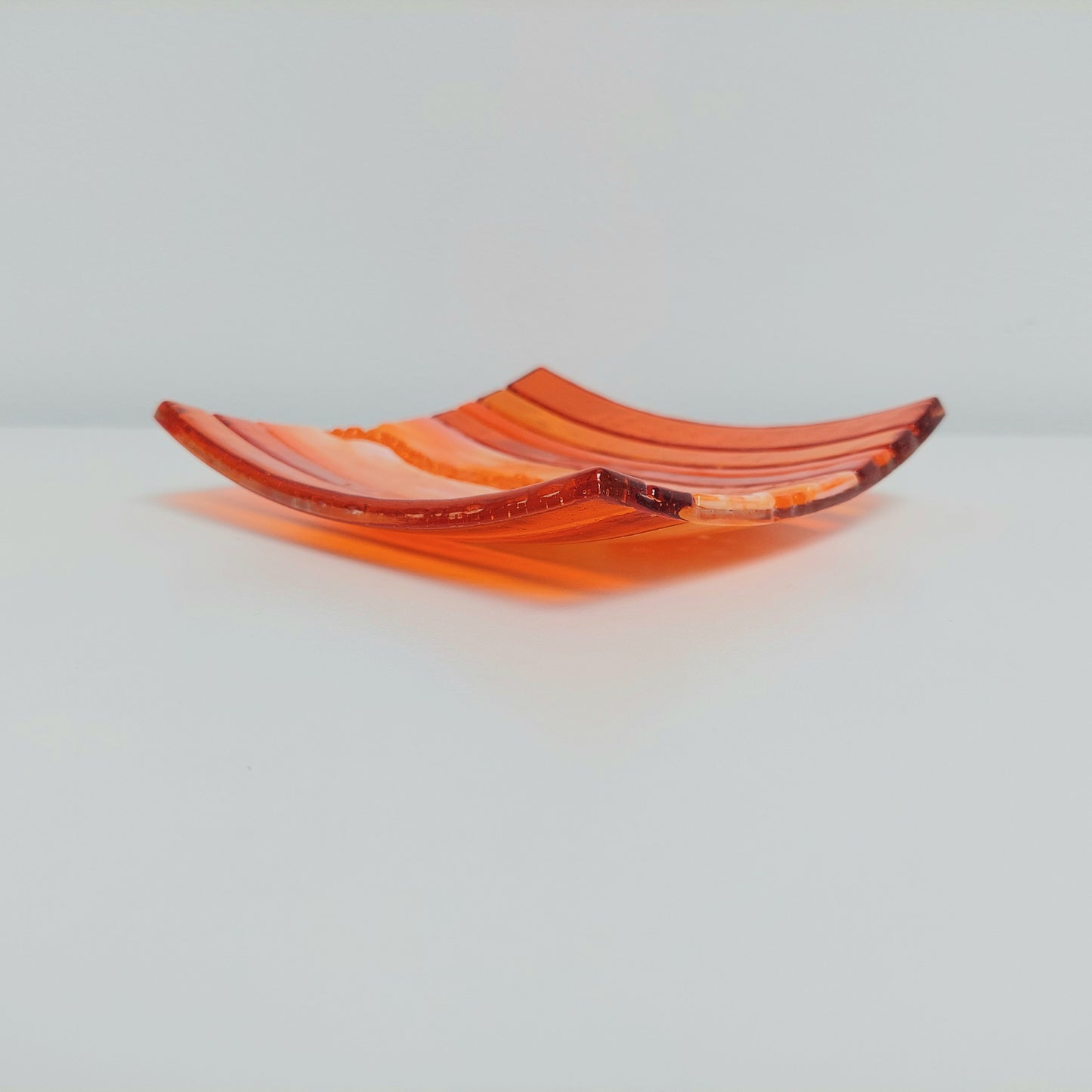 Decorative Orange Glass Art Plate, Handmade Vibrant Orange Fused Glass Plate, Artisanal Coffee Table Centrepiece, Orange Living Room Décor