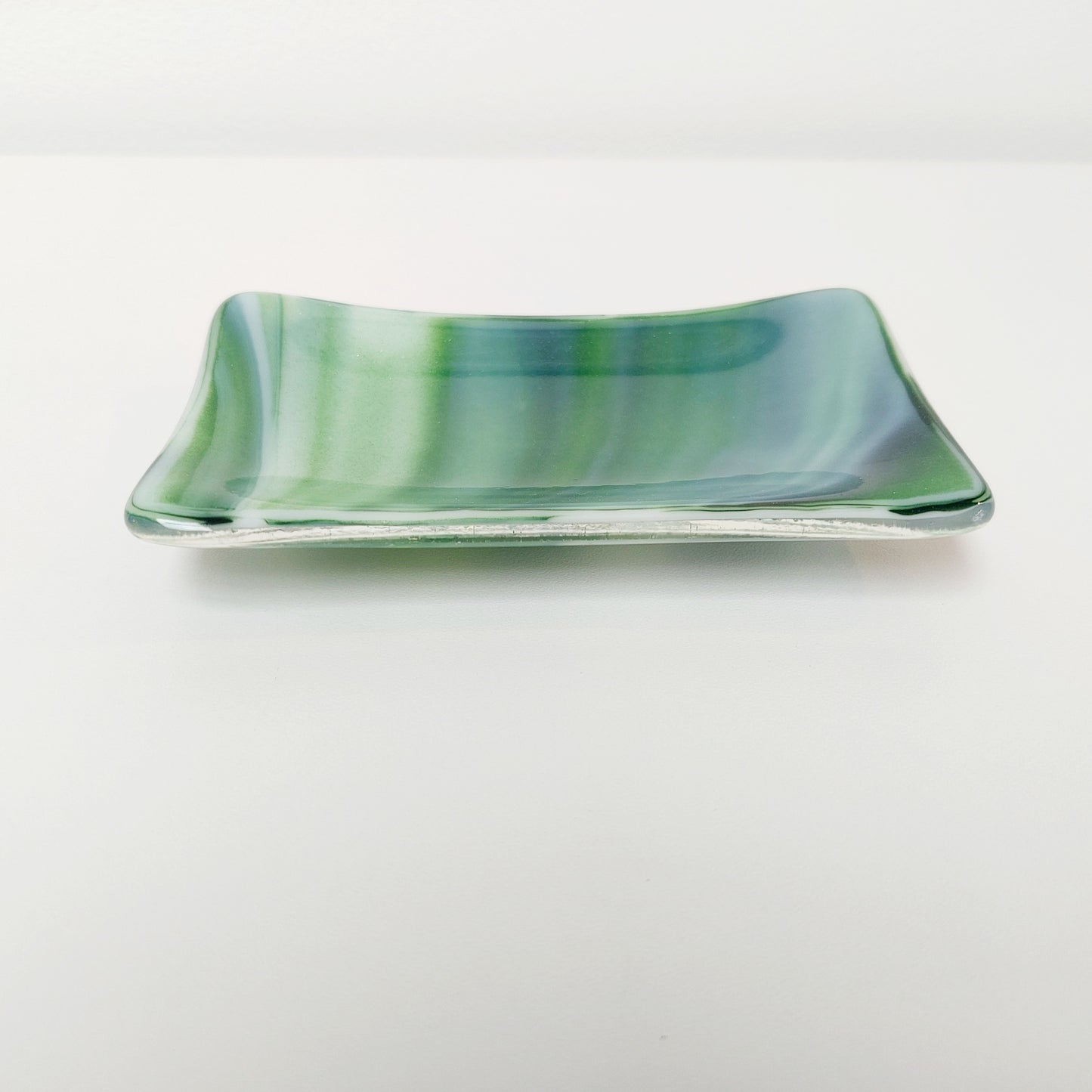 Spring on the Fells Green Glass Art Soap Dish