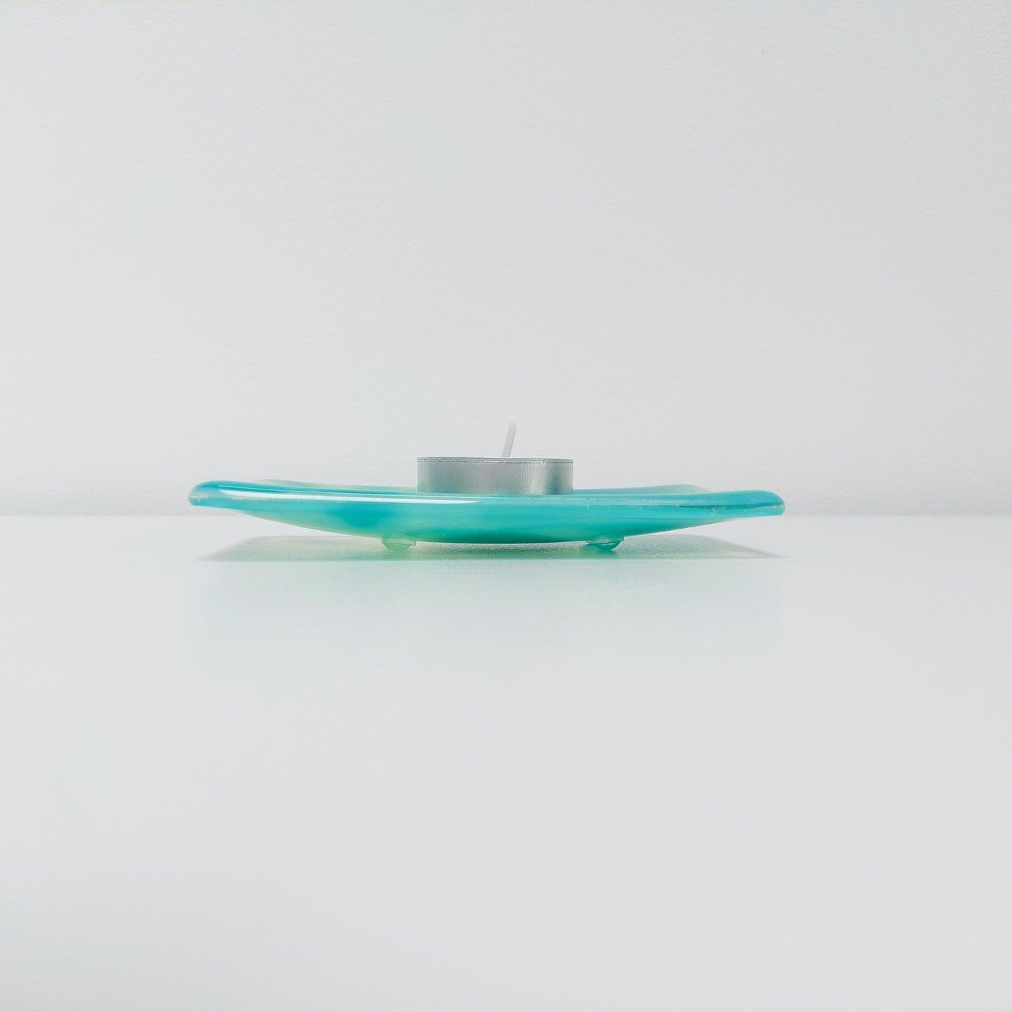 Rydal Water Glass Art Soap Dish, Handmade Opaline Green and Teal Fused Glass Dish, Natural Green Bathroom Décor