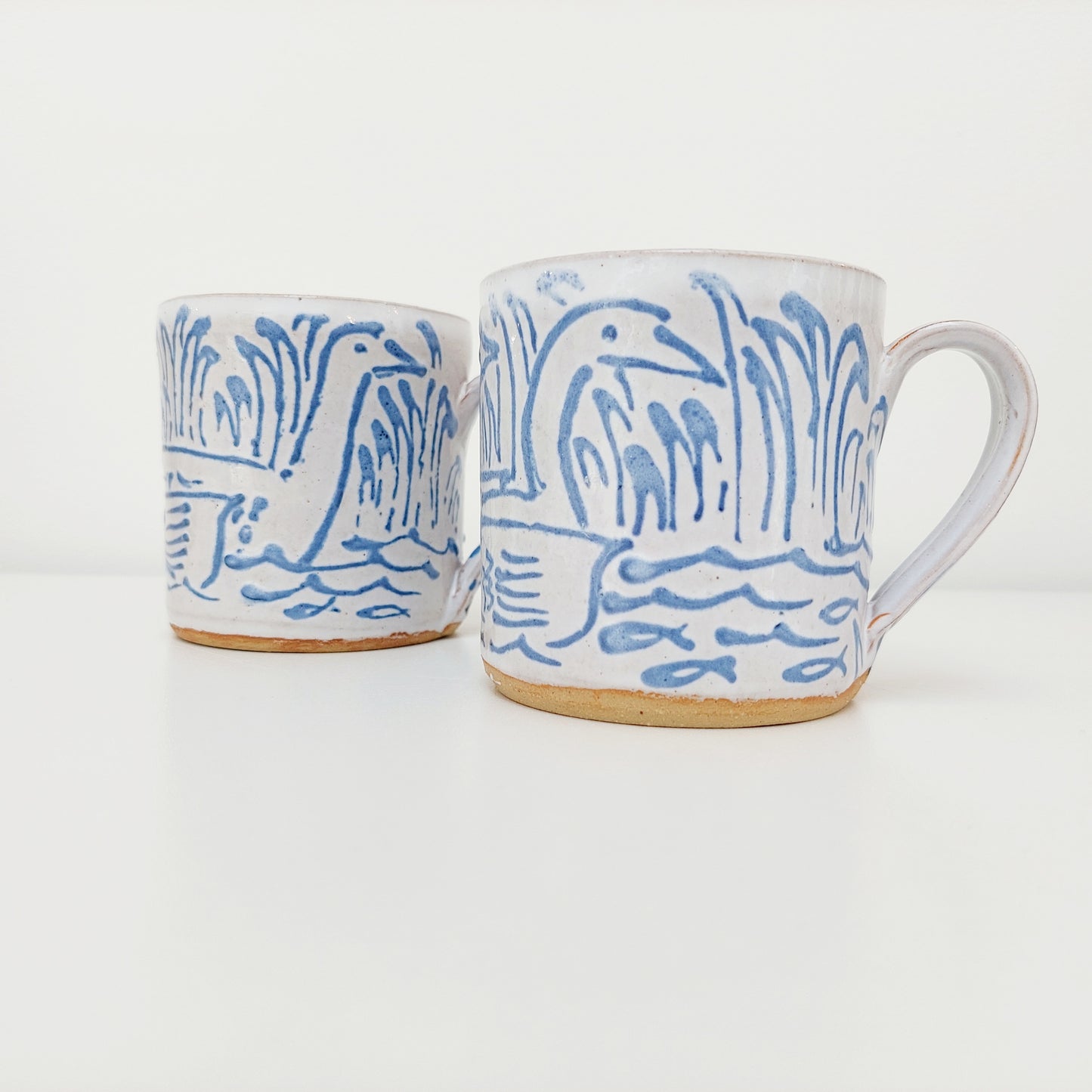 Handcrafted Earthenware Mug – Hans Ullrich | Blue & White Geese Design