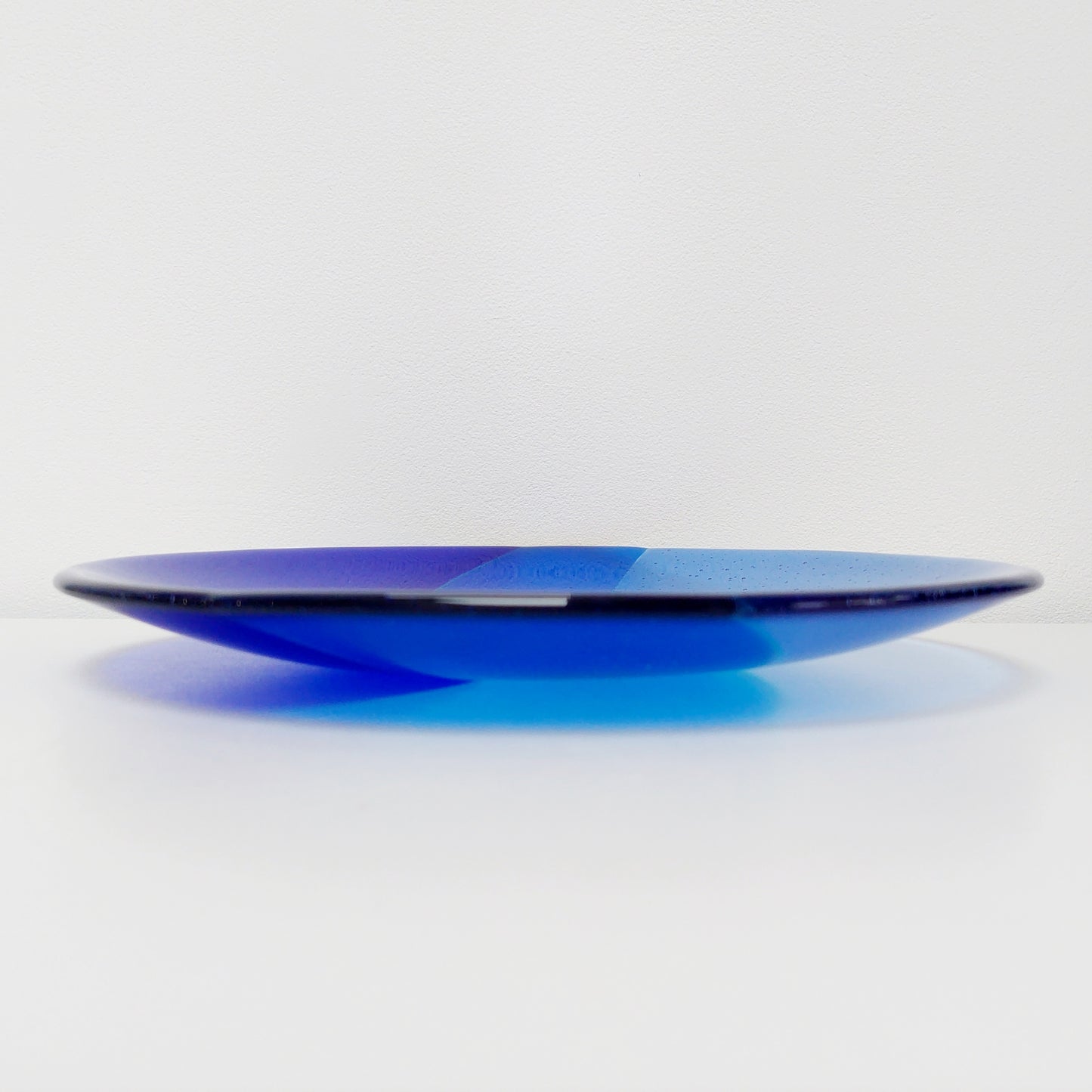 Windermere Waves Glass Art Bowl, Large Handmade Blue Fused Glass Bowl, Shallow Fruit Bowl, Kitchen Island Centrepiece, Blue Kitchen Décor
