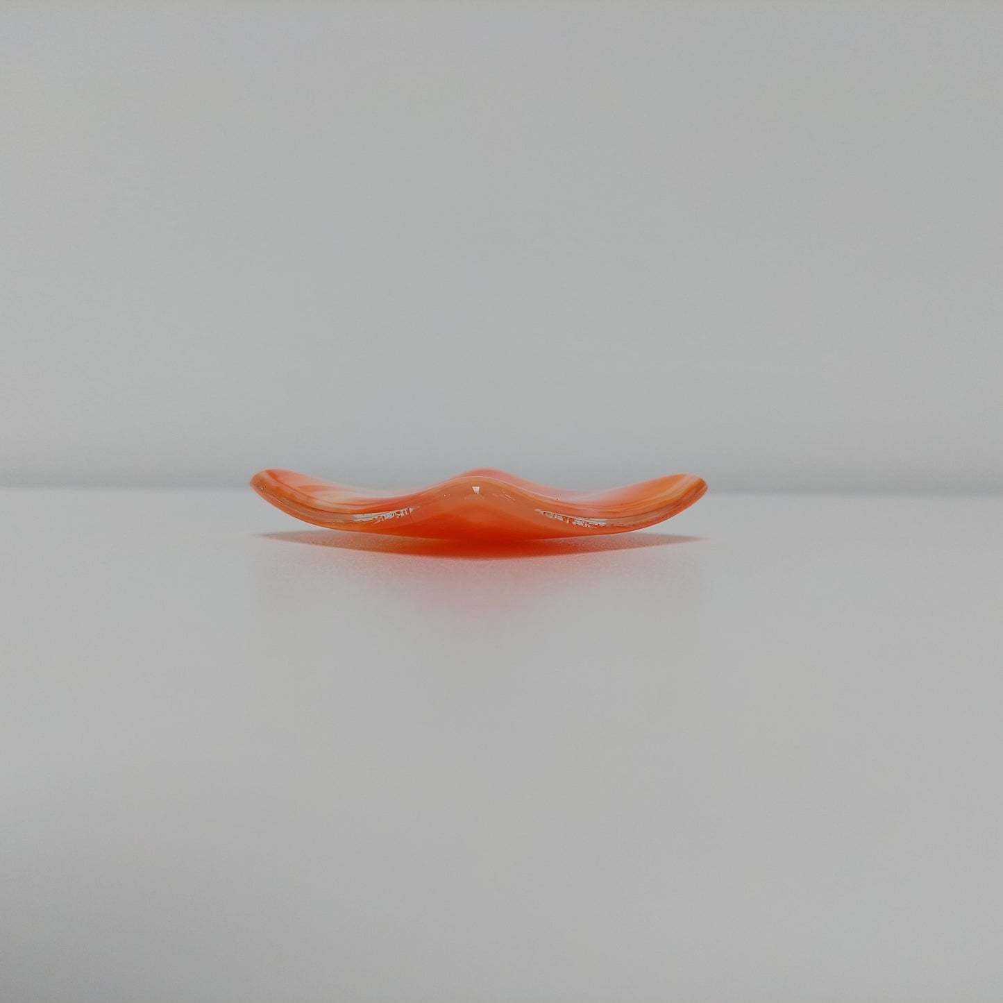 Orange Glass Art Earring Tray, Handmade Beside Table Trinket Bowl