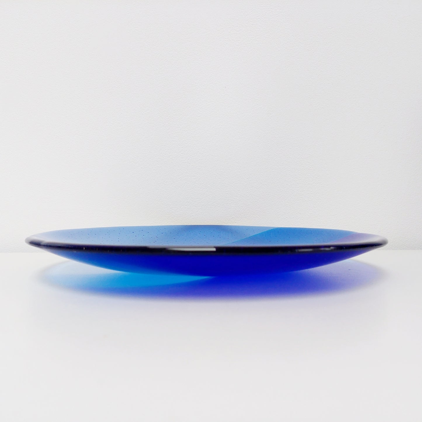 Windermere Waves Glass Art Bowl, Large Handmade Blue Fused Glass Bowl, Shallow Fruit Bowl, Kitchen Island Centrepiece, Blue Kitchen Décor