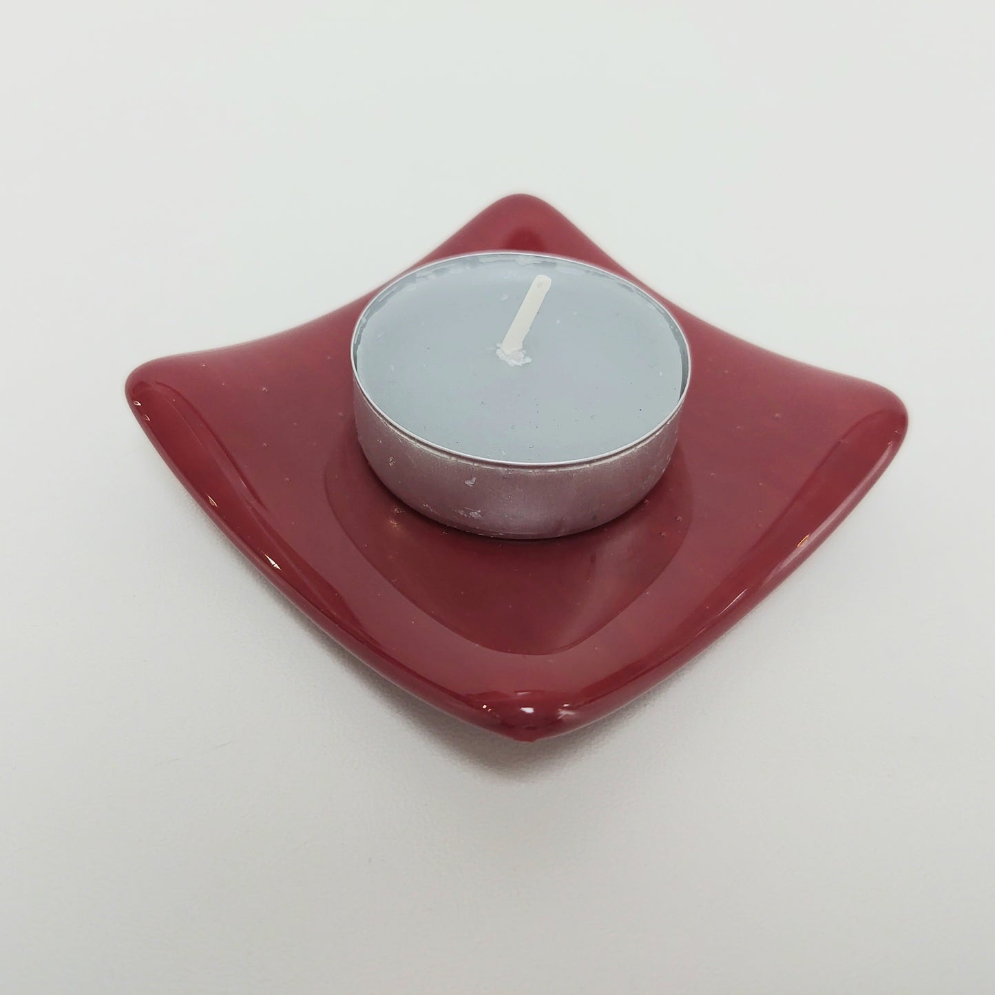 Dark Red Glass Heart Ring Dish