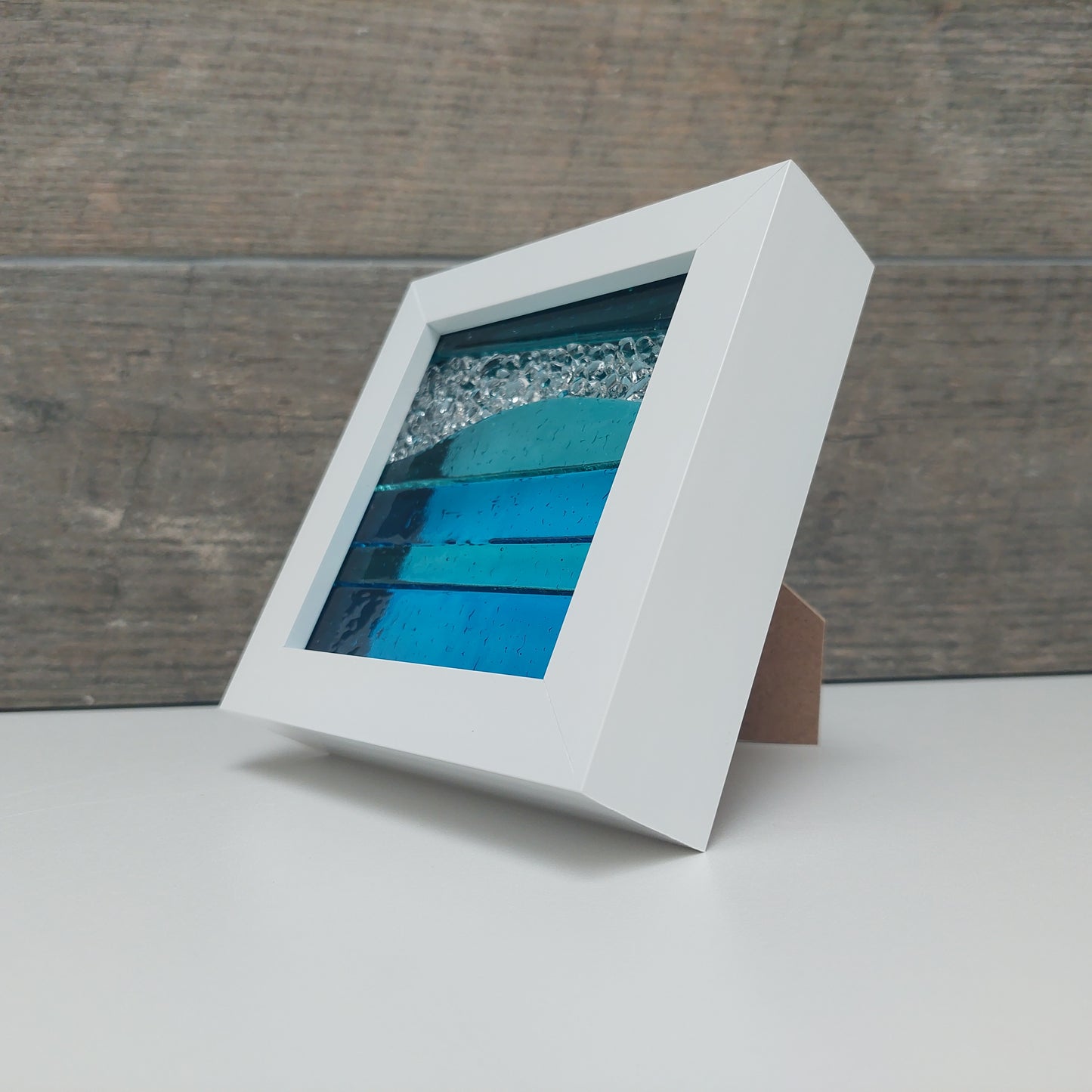 Derwent Water Glass Art Picture, Small Handmade Fused Glass Picture