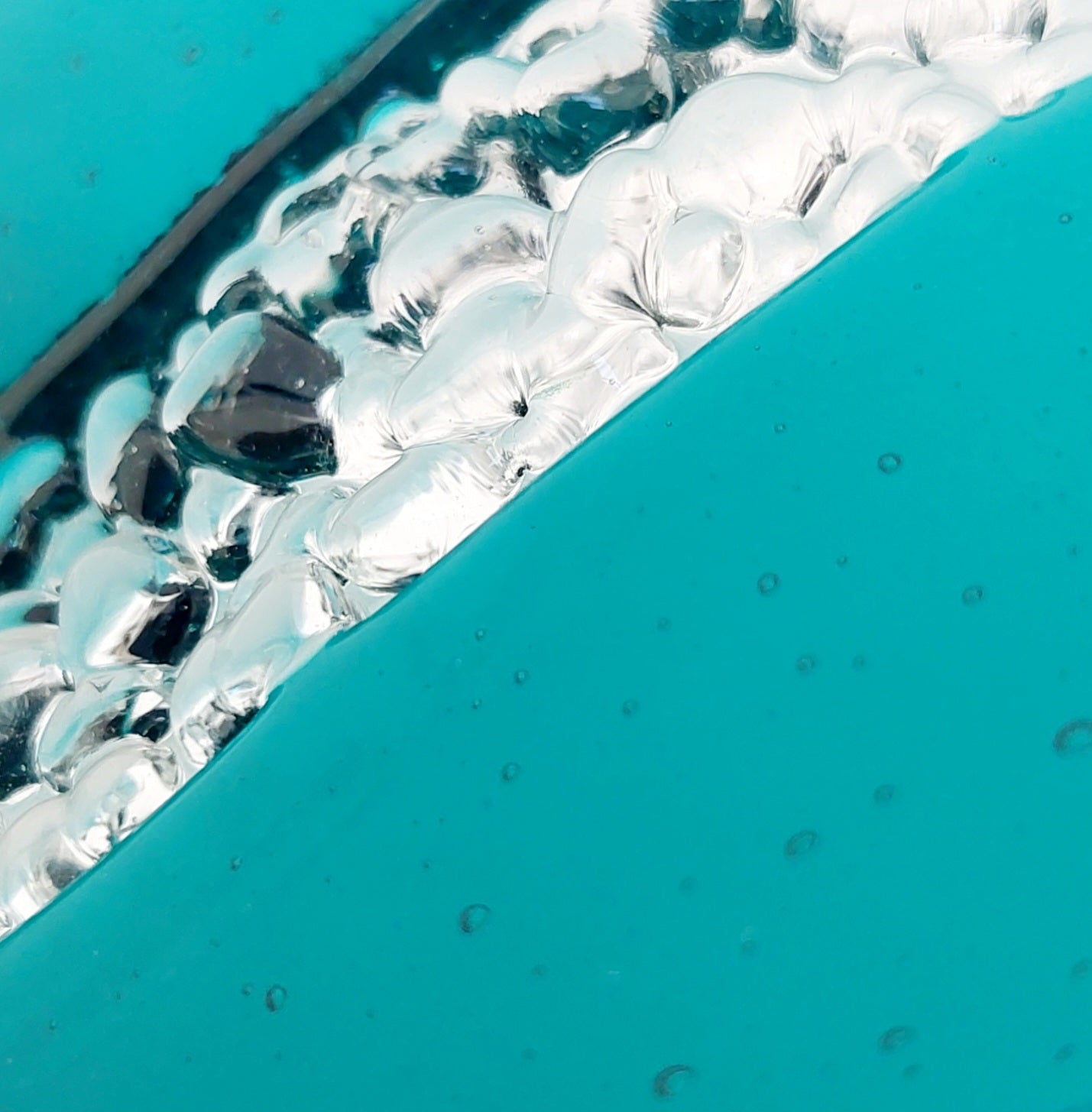 Small Teal Glass Art Wave, Handmade Fused Glass Ornament